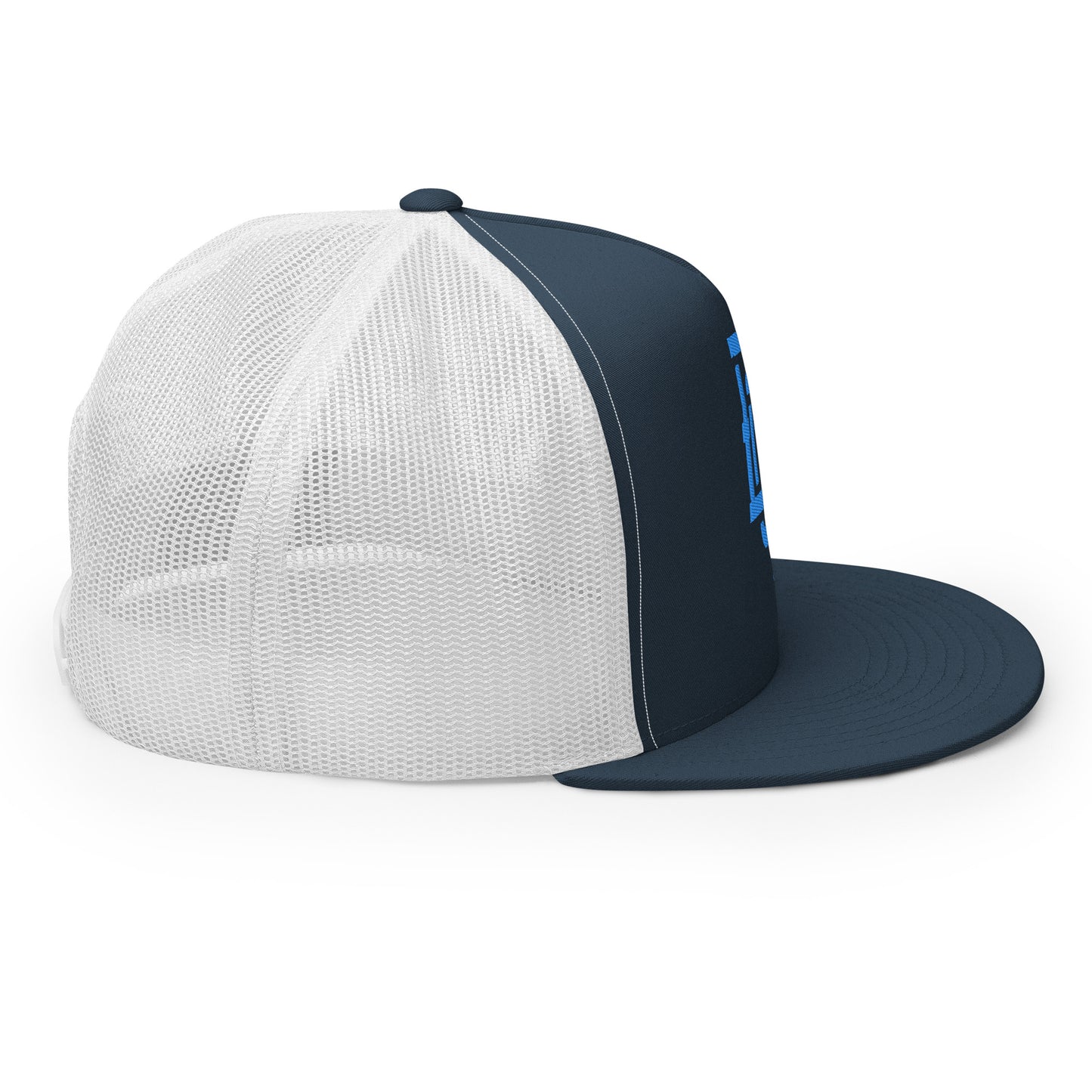 "BOX" Five Panel Trucker Cap | Yupoong 6006 | E Luna Classic Solocrest 1 Royal Thread Logo