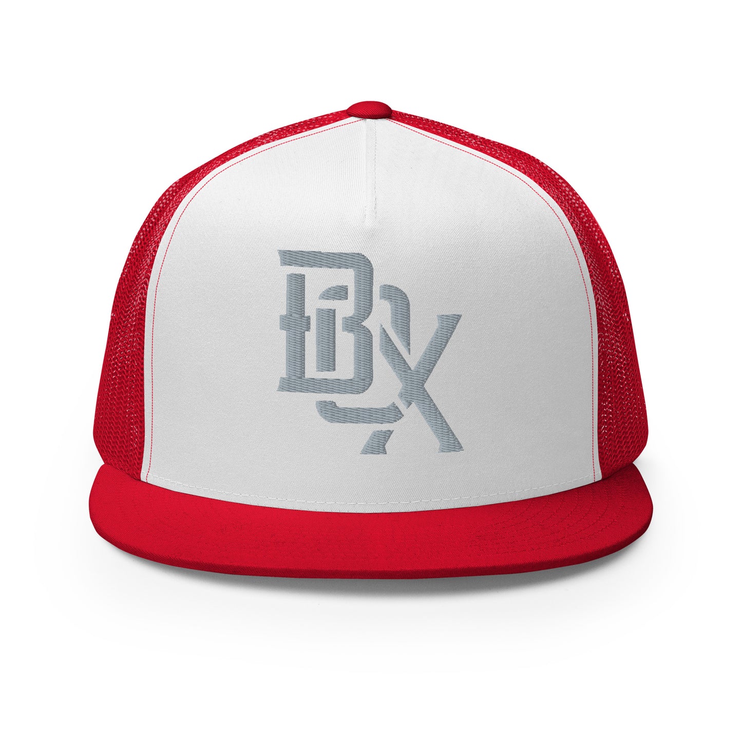 "BOX" Five Panel Trucker Cap | Yupoong 6006 | E Luna CLASSIC Solocrest 1 Grey Thread Front Logo