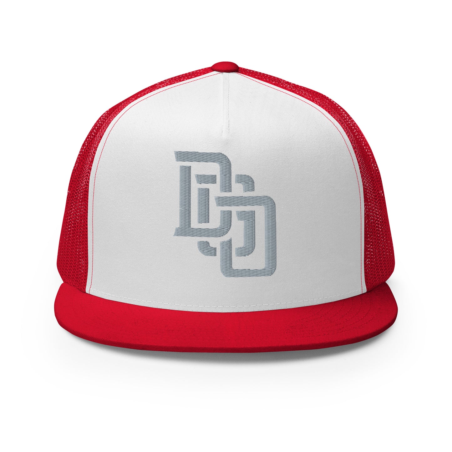 "DGO" Five Panel Trucker Cap | Yupoong 6006 | E Luna CLASSIC Solocrest 1 Grey Thread Logo