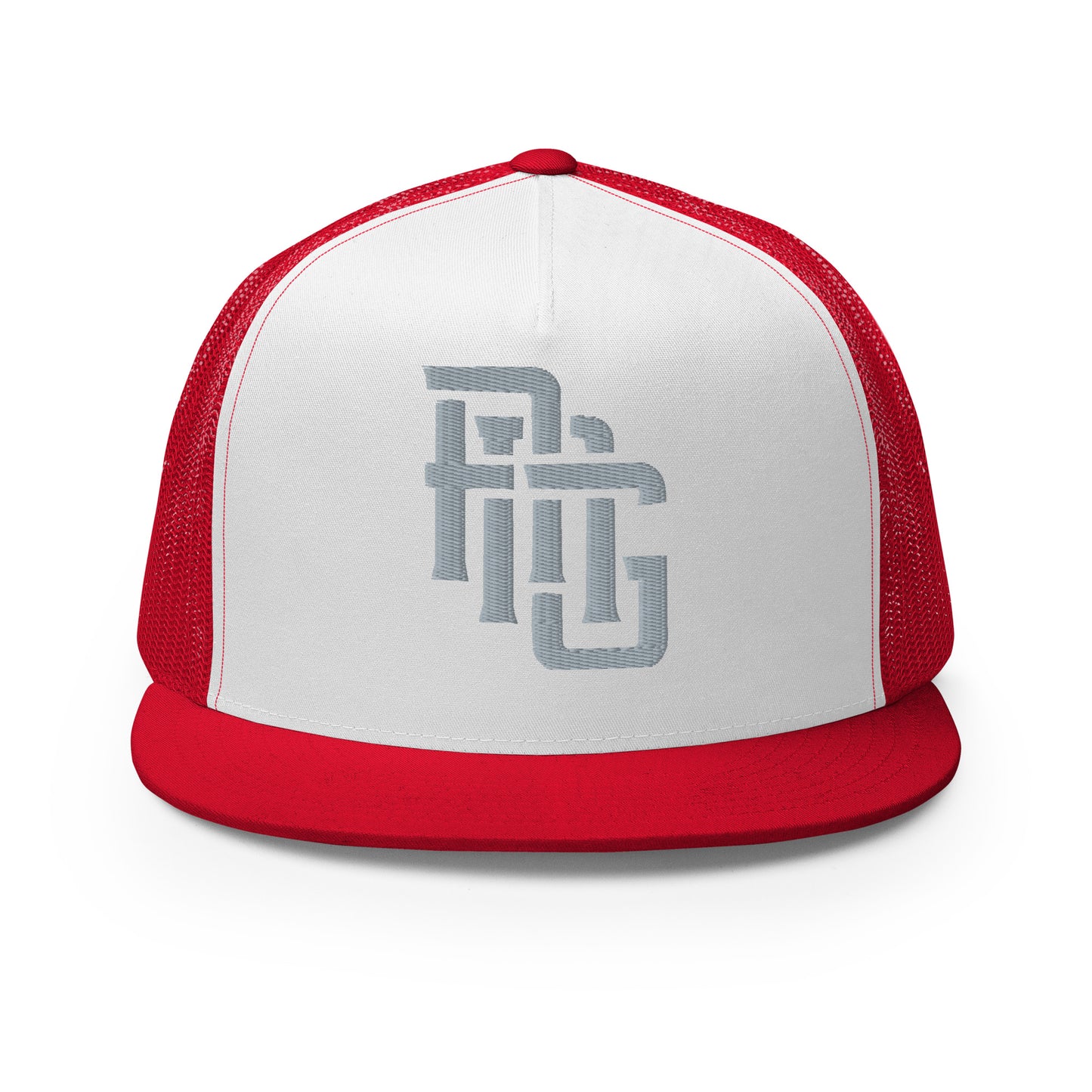 "ANG" Five Panel Trucker Cap | Yupoong 6006 | E Luna CLASSIC Solocrest 1 Grey Thread Front Logo