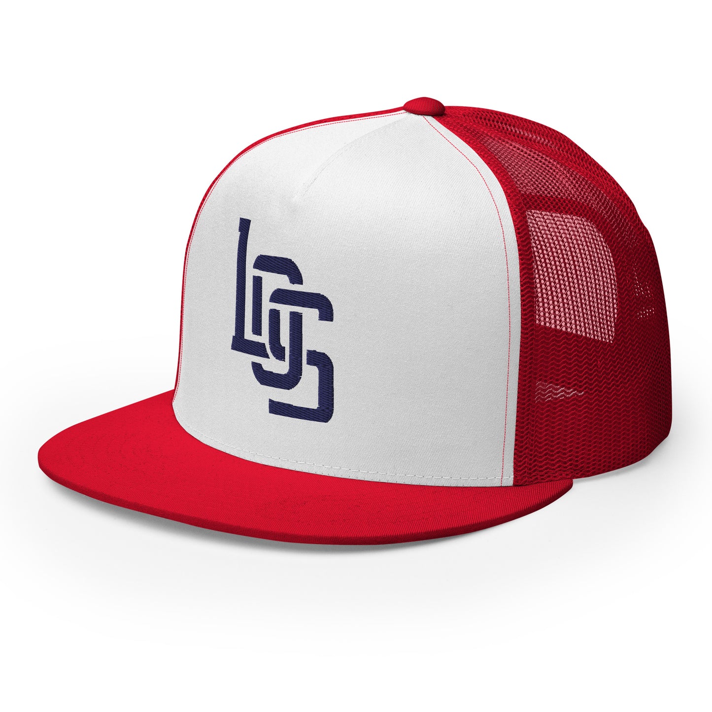 "LOS" Five Panel Trucker Cap | Yupoong 6006 | E Luna CLASSIC 1 Navy Thread Front Logo