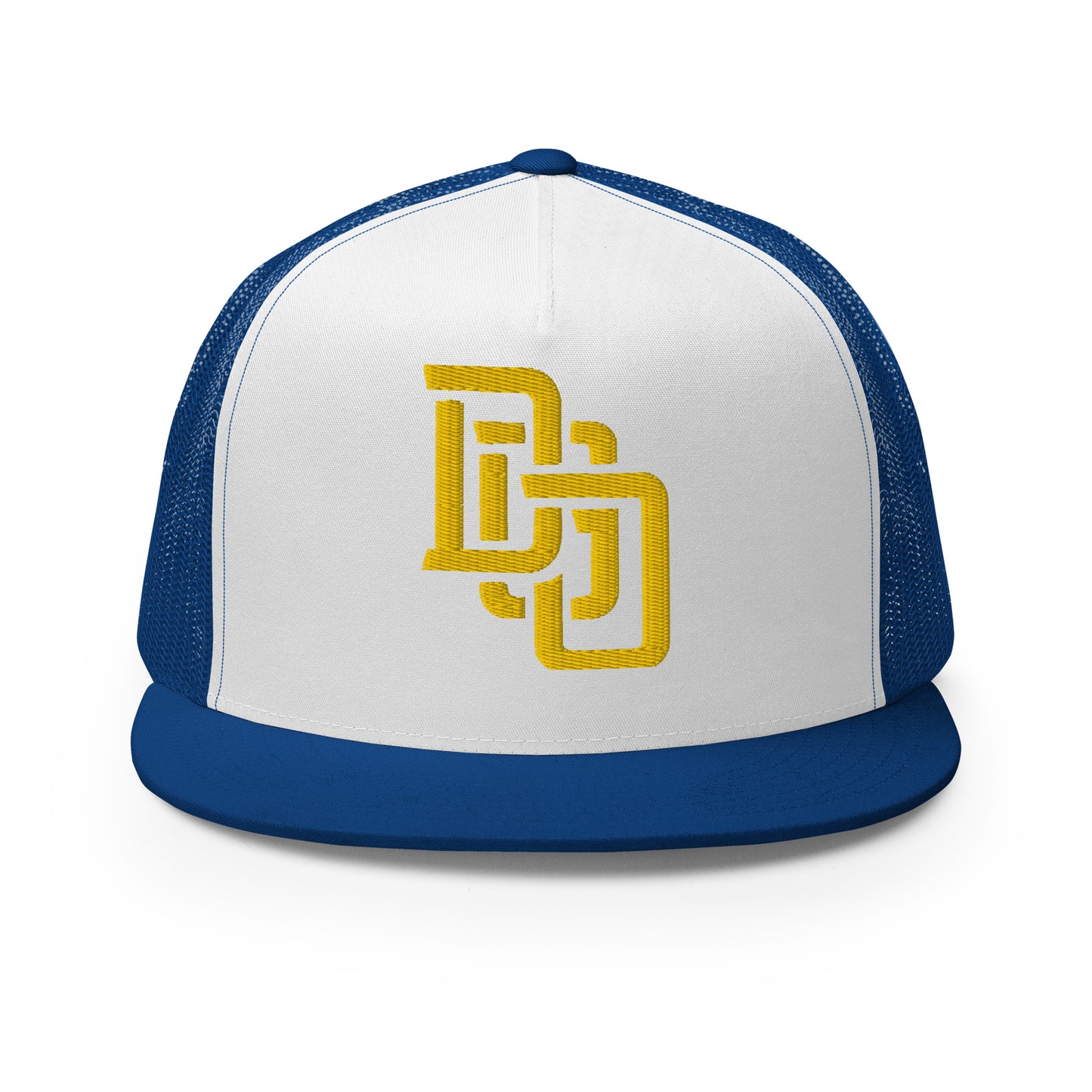 "DGO" Five Panel Trucker Cap | Yupoong 6006 | E Luna CLASSIC Solocrest 1 Gold Thread Logo