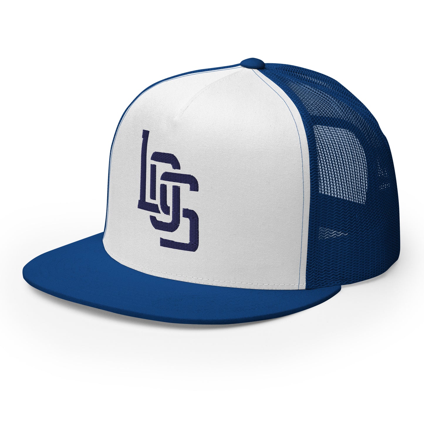 "LOS" Five Panel Trucker Cap | Yupoong 6006 | E Luna CLASSIC 1 Navy Thread Front Logo