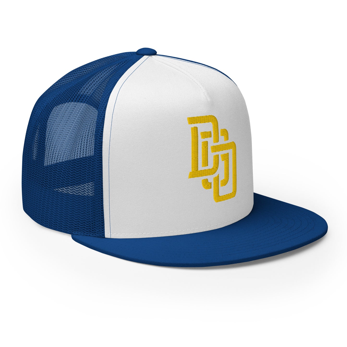 "DGO" Five Panel Trucker Cap | Yupoong 6006 | E Luna CLASSIC Solocrest 1 Gold Thread Logo
