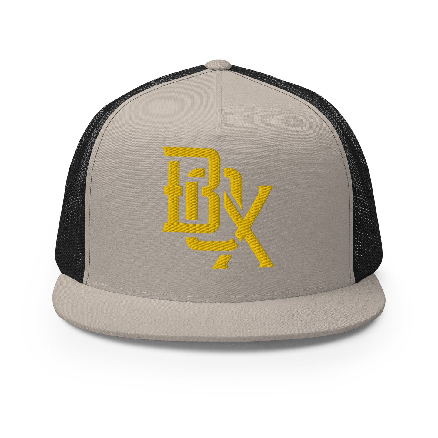 "BOX" Five Panel Trucker Cap | Yupoong 6006 | E Luna CLASSIC Solocrest 1 Gold Thread Front Logo