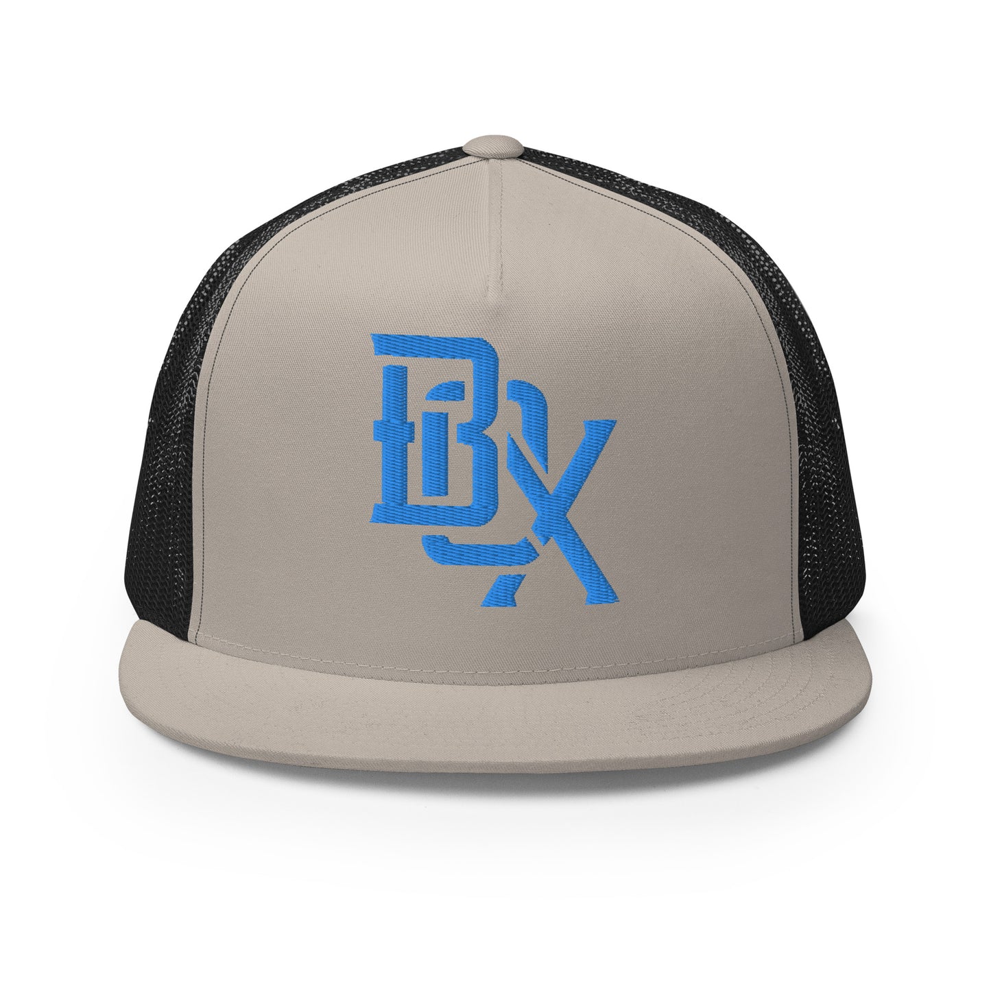 "BOX" Five Panel Trucker Cap | Yupoong 6006 | E Luna Classic Solocrest 1 Royal Thread Logo