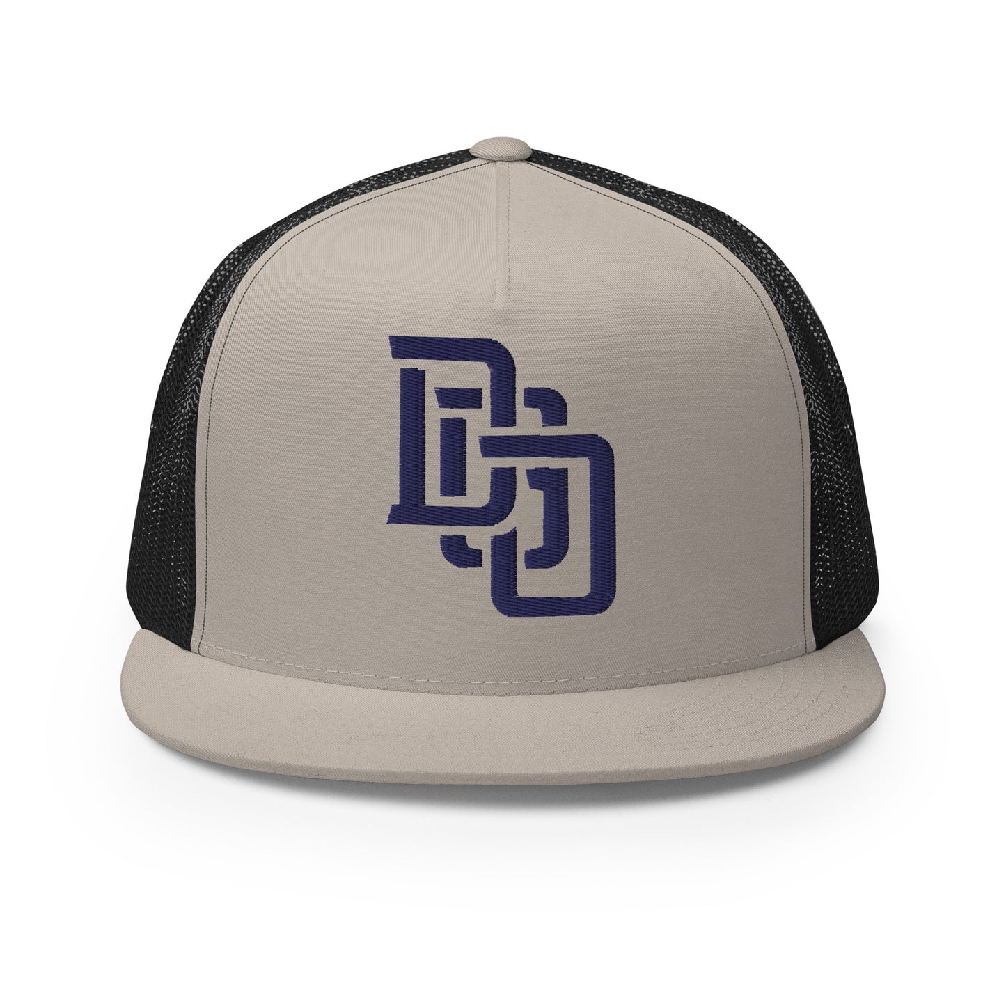 "DGO" Five Panel Trucker Cap | Yupoong 6006 | E Luna CLASSIC Solocrest 1 Navy Thread Logo