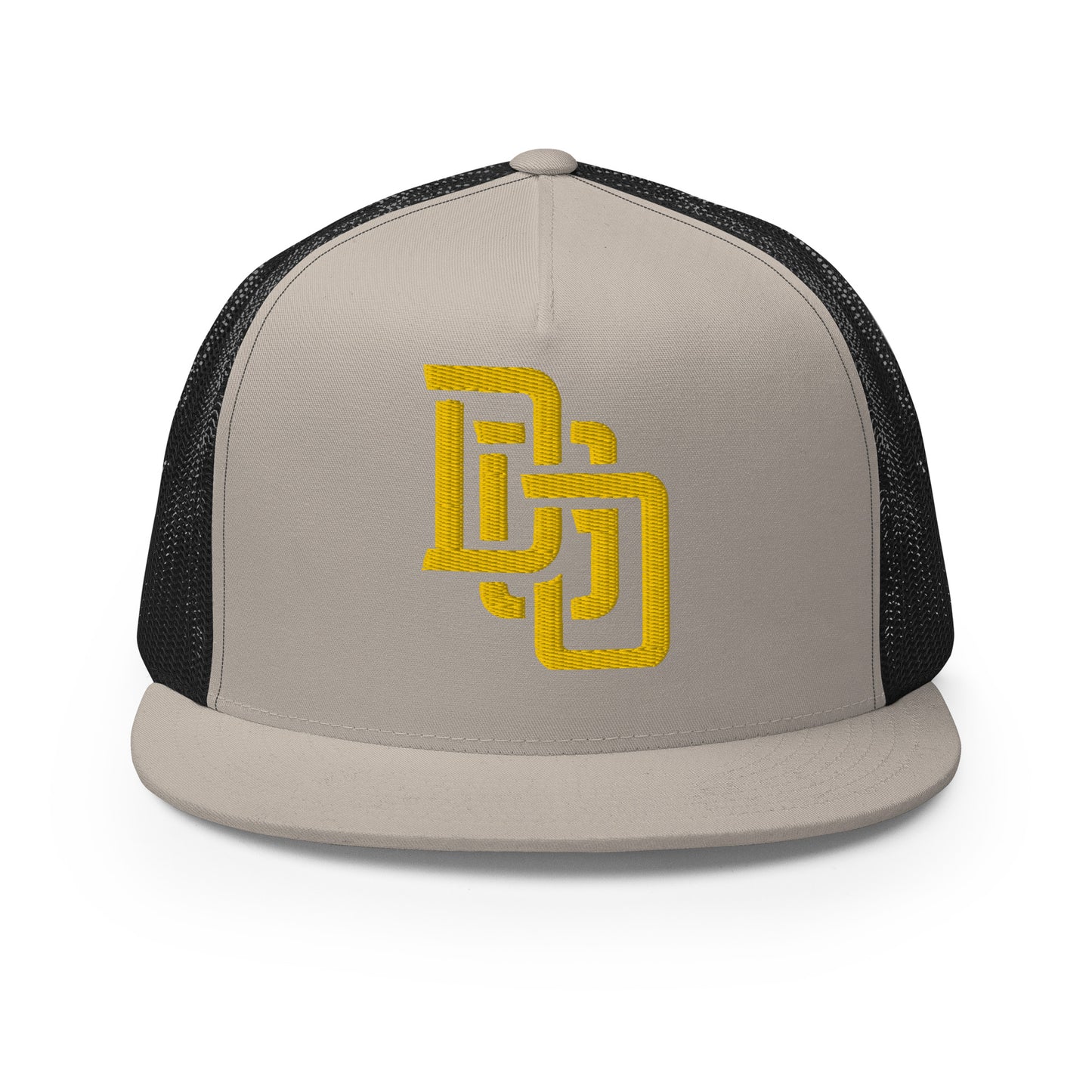 "DGO" Five Panel Trucker Cap | Yupoong 6006 | E Luna CLASSIC Solocrest 1 Gold Thread Logo