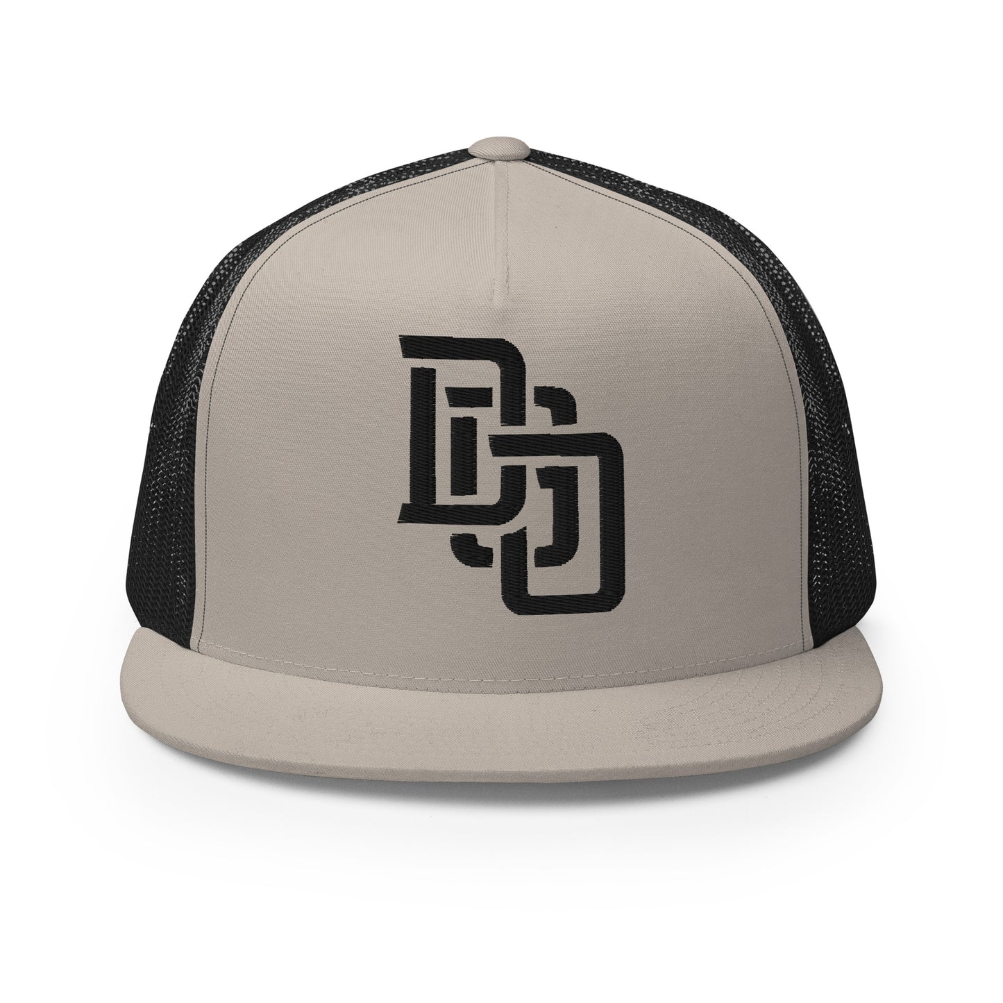 "DGO" Five Panel Trucker Cap | Yupoong 6006 | E Luna CLASSIC Solocrest 1 Black Thread Logo