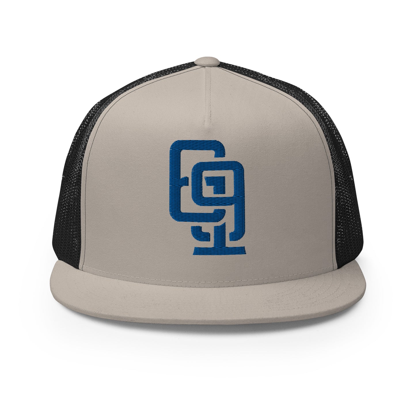 "619" Five Panel Trucker Cap | Yupoong 6006 | E Luna CLASSIC Solocrest 1 Royal Thread Front Logo