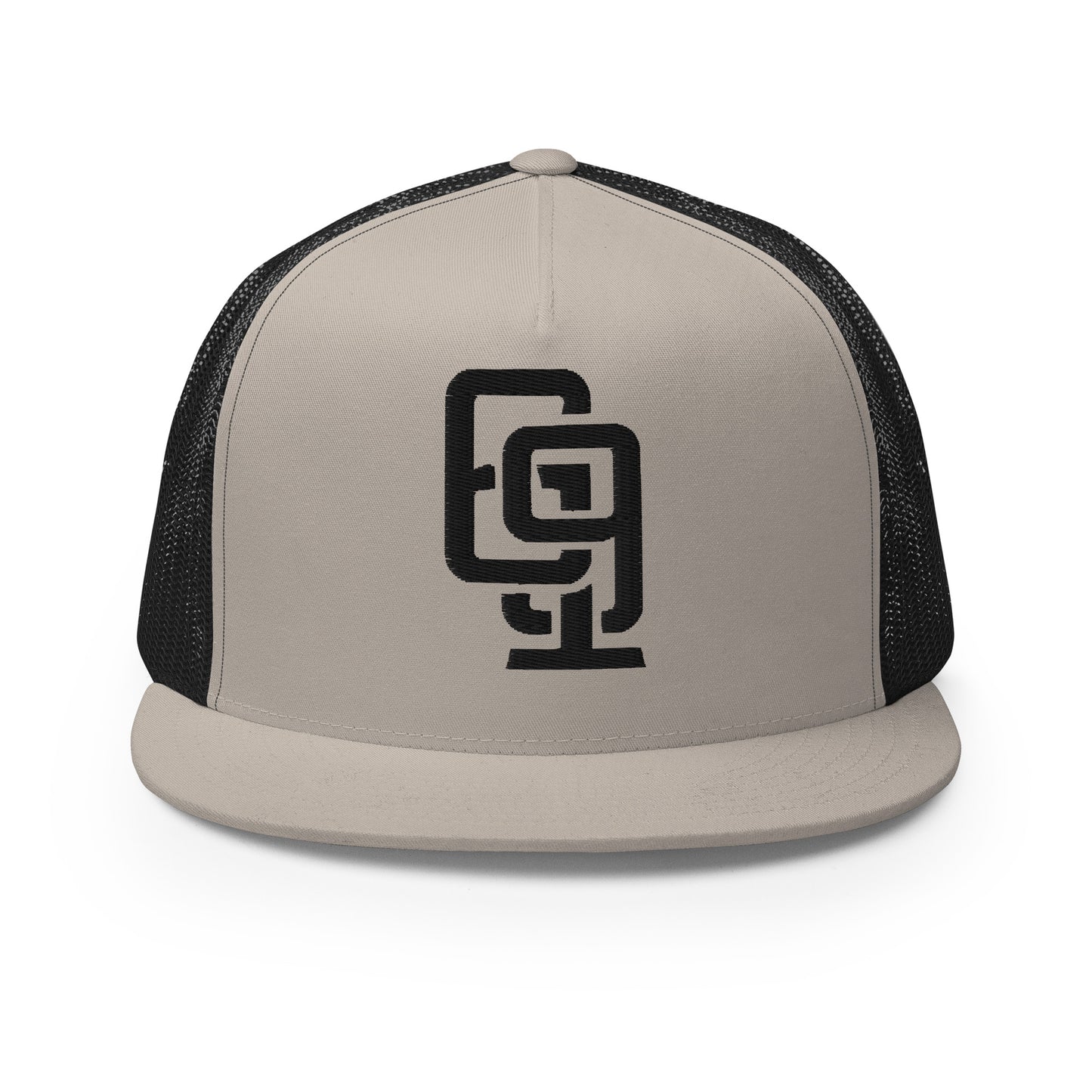 "619" Five Panel Trucker Cap | Yupoong 6006 | E Luna CLASSIC Solocrest 1 Black Thread Front Logo