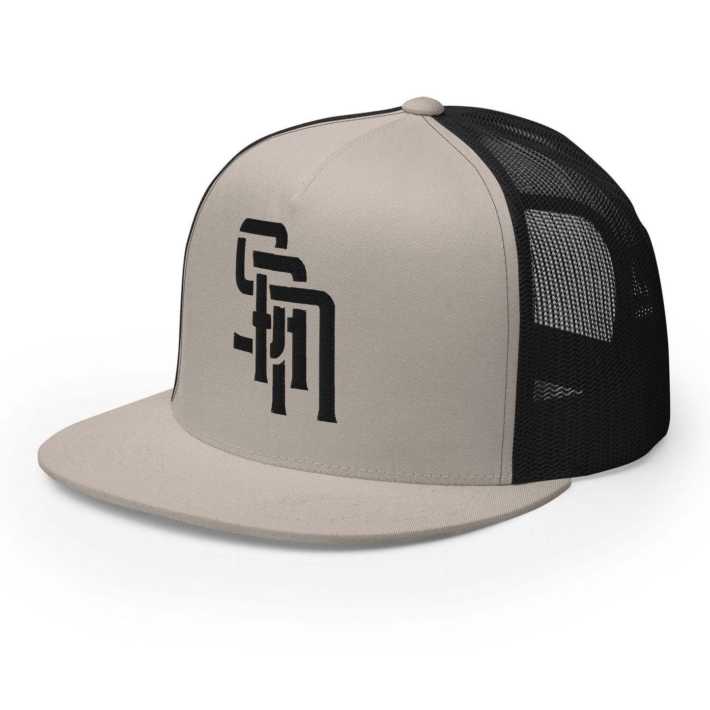 "SAN" Five Panel Trucker Cap | Yupoong 6006 | E Luna Brand CLASSIC Solocrest 1 Black Thread Front Logo