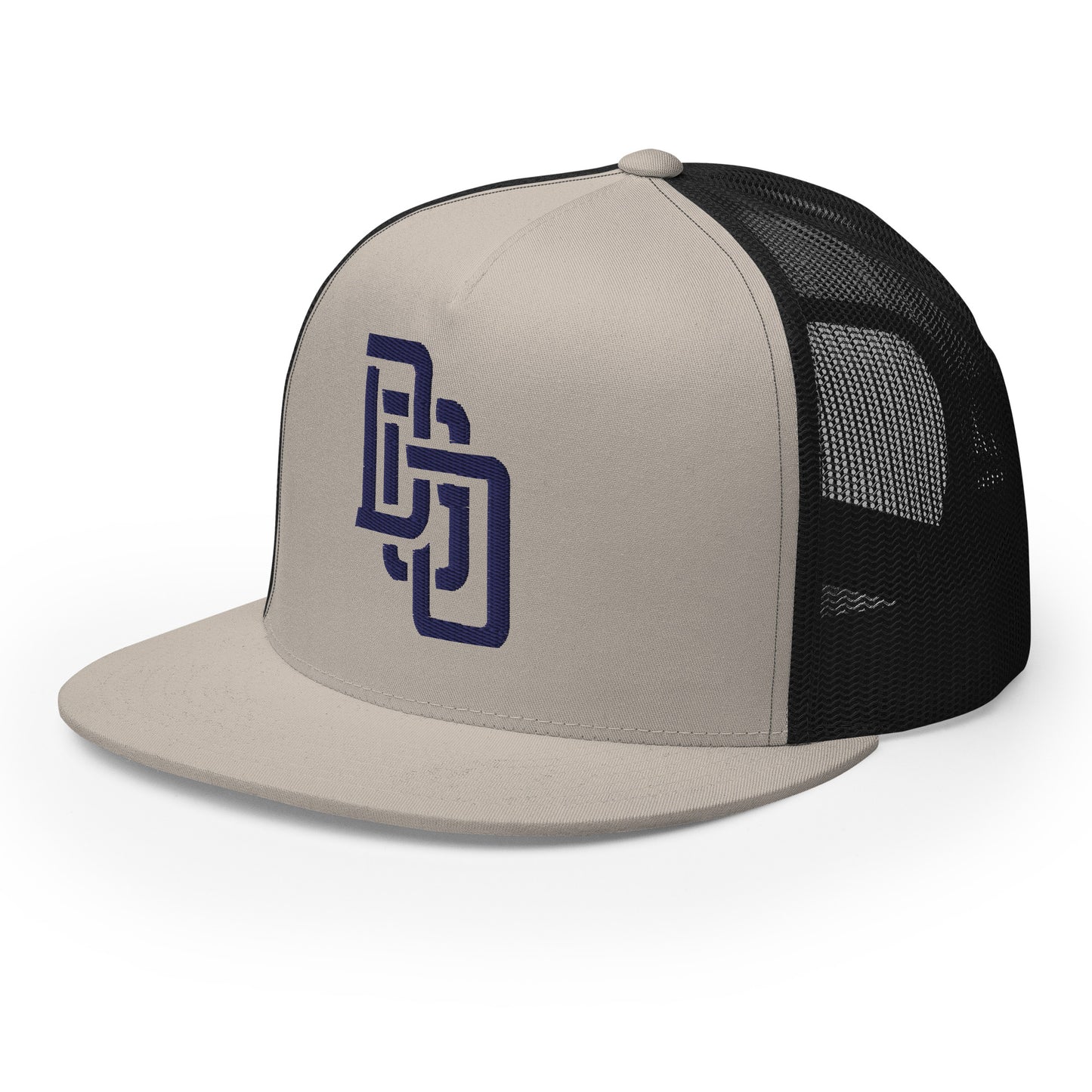 "DGO" Five Panel Trucker Cap | Yupoong 6006 | E Luna CLASSIC Solocrest 1 Navy Thread Logo