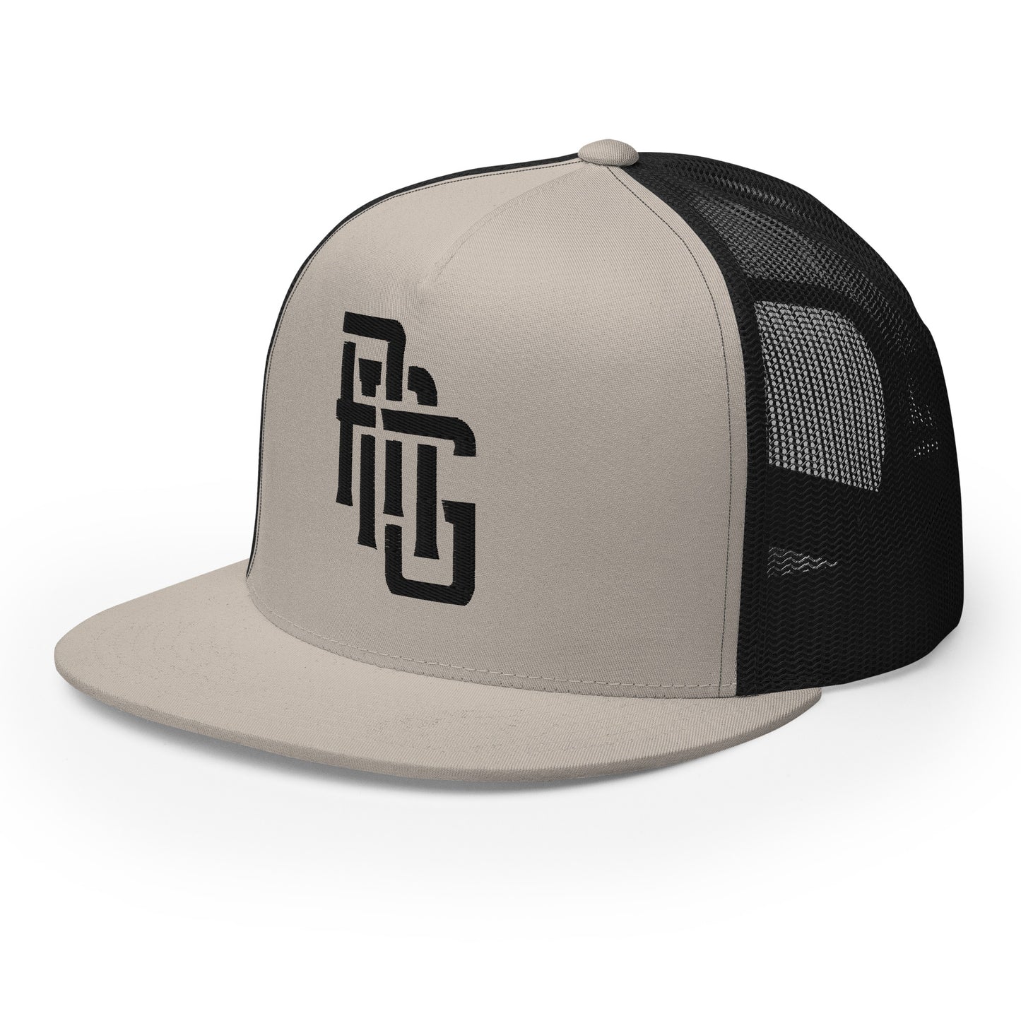 "ANG" Five Panel Trucker Cap | Yupoong 6006 | E Luna CLASSIC Solocrest 1 Black Thread Front Logo