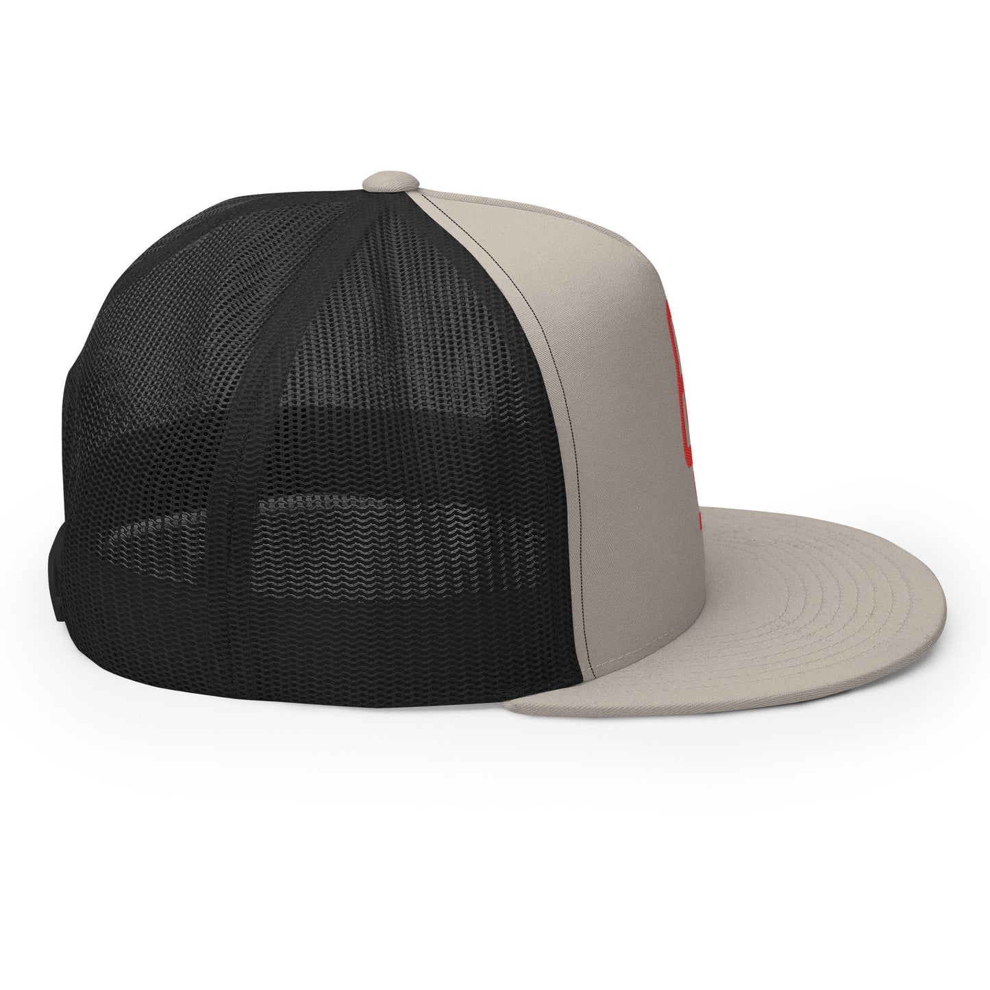 "619" Five Panel Trucker Cap | Yupoong 6006 | E Luna CLASSIC Solocrest 1 Red Thread Front Logo