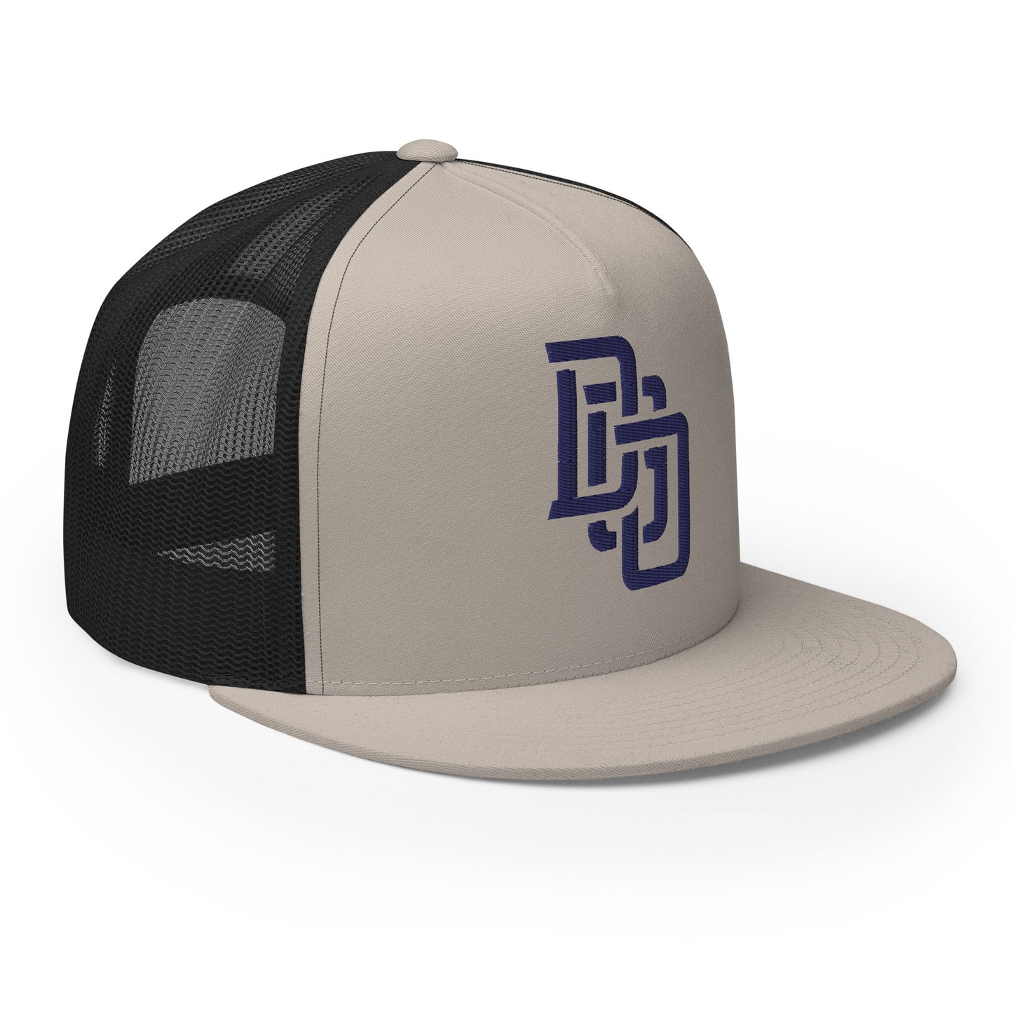 "DGO" Five Panel Trucker Cap | Yupoong 6006 | E Luna CLASSIC Solocrest 1 Navy Thread Logo