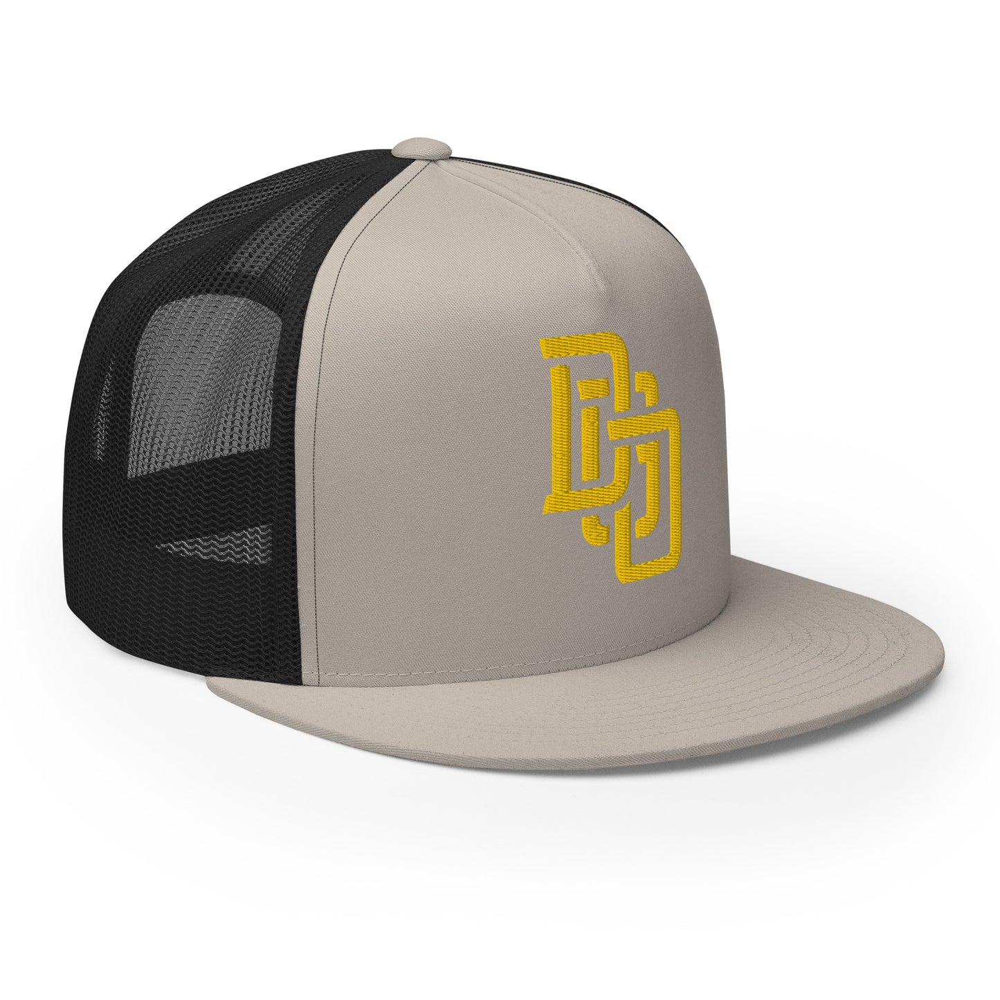 "DGO" Five Panel Trucker Cap | Yupoong 6006 | E Luna CLASSIC Solocrest 1 Gold Thread Logo