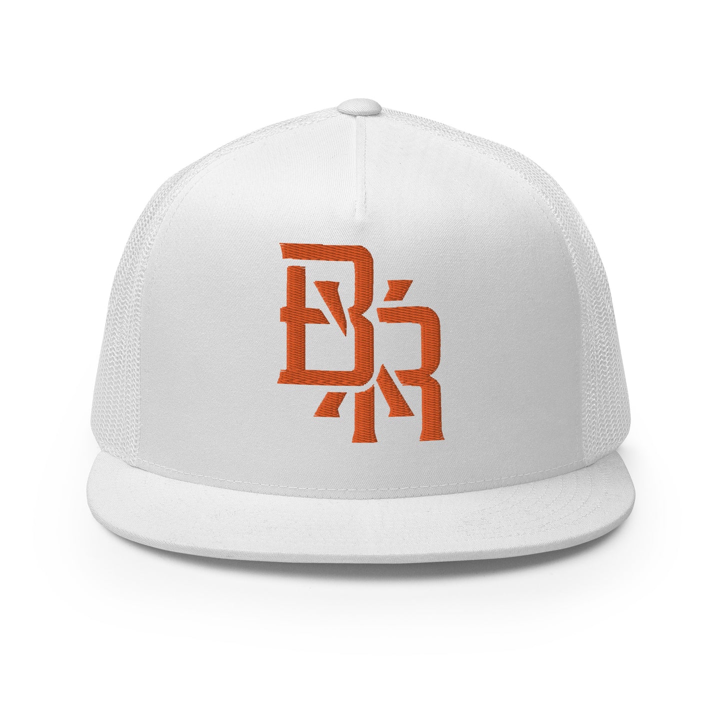 "BXR" Five Panel Trucker Cap | Yupoong 6006 | E Luna CLASSIC Solocrest 1 Orange Thread Front Logo