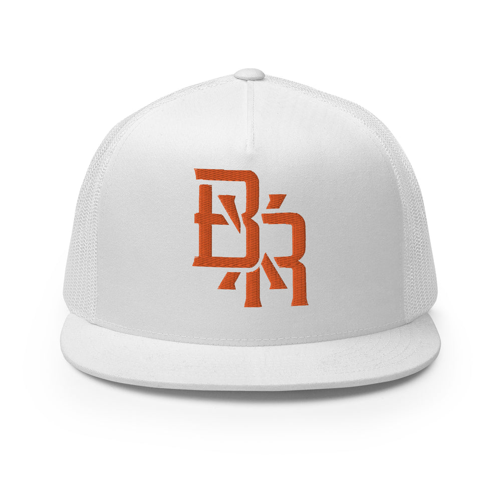 "BXR" Five Panel Trucker Cap | Yupoong 6006 | E Luna CLASSIC Solocrest 1 Orange Thread Front Logo