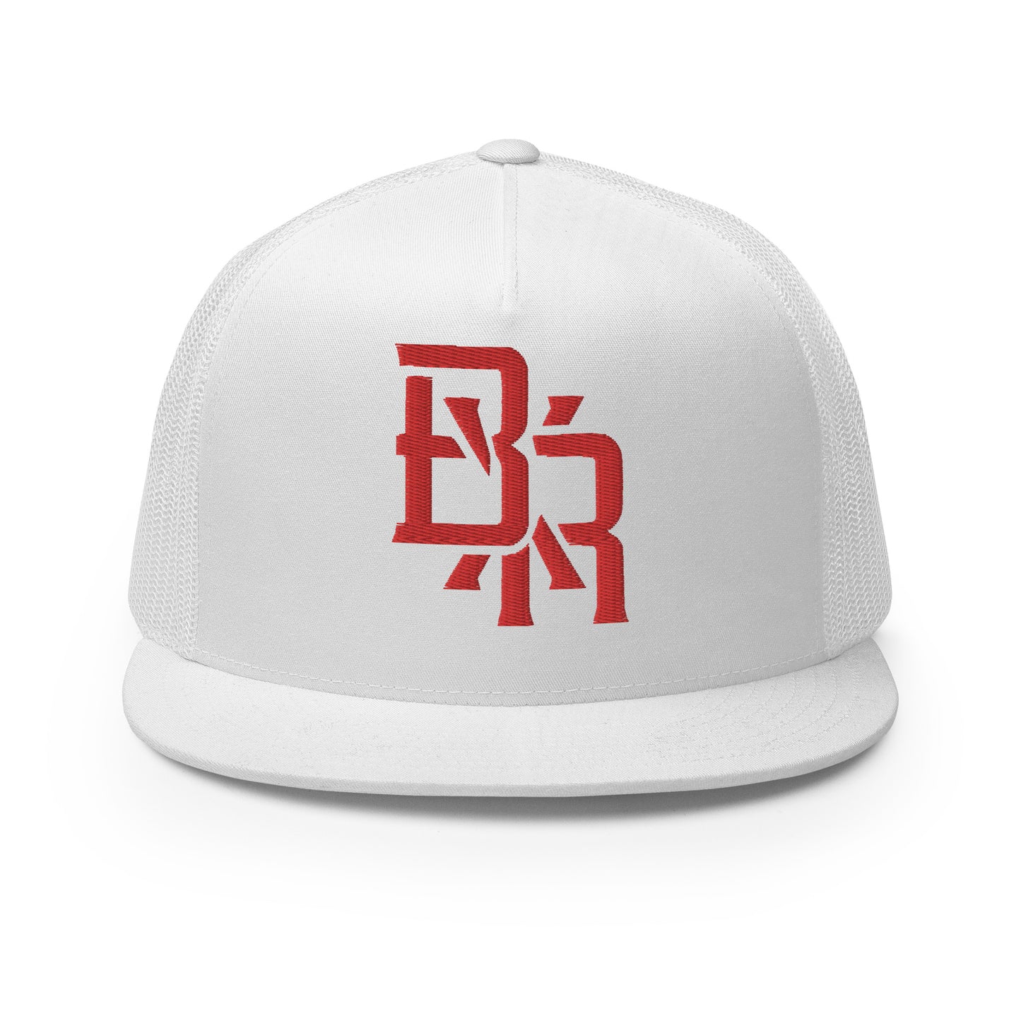 "BXR" Five Panel Trucker Cap | Yupoong 6006 | E Luna CLASSIC Solocrest 1 Red Thread Front Logo