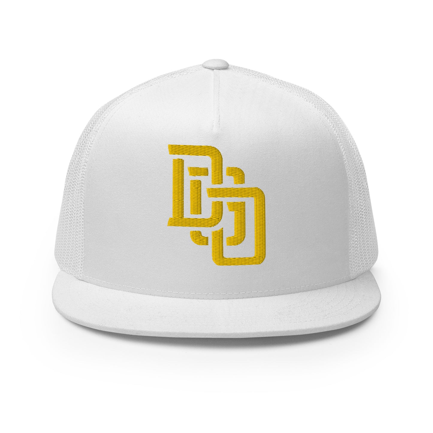 "DGO" Five Panel Trucker Cap | Yupoong 6006 | E Luna CLASSIC Solocrest 1 Gold Thread Logo