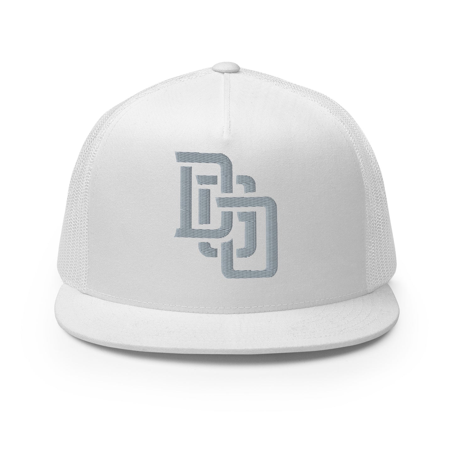 "DGO" Five Panel Trucker Cap | Yupoong 6006 | E Luna CLASSIC Solocrest 1 Grey Thread Logo