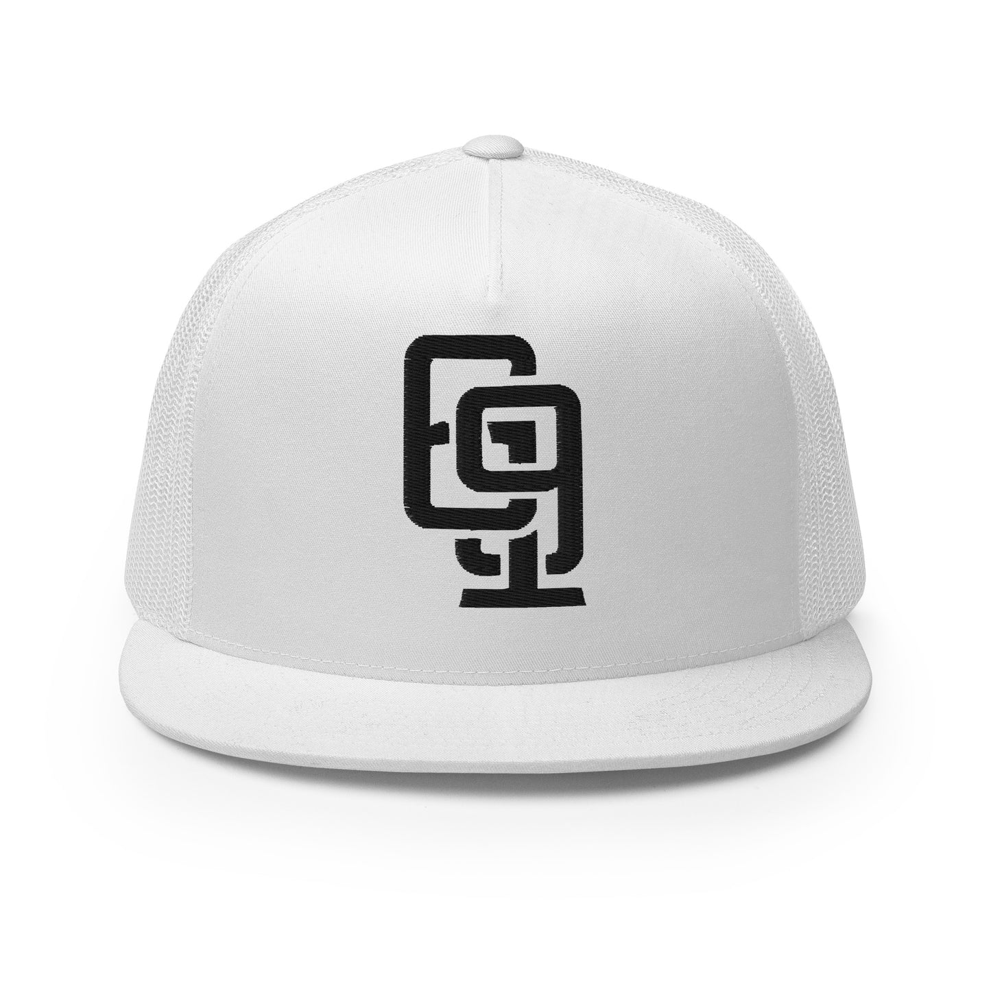 "619" Five Panel Trucker Cap | Yupoong 6006 | E Luna CLASSIC Solocrest 1 Black Thread Front Logo