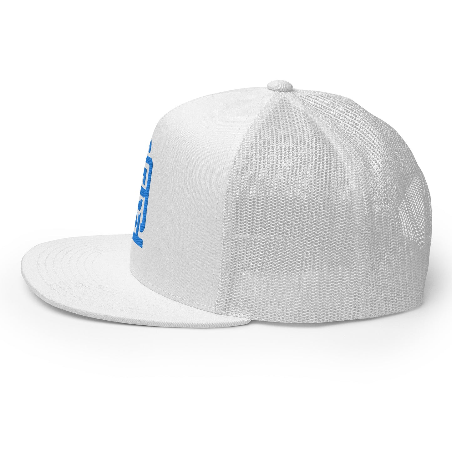 "619" Five Panel Trucker Cap | Yupoong 6006 | E Luna CLASSIC Solocrest 1 Aqua/Teal Thread Front Logo