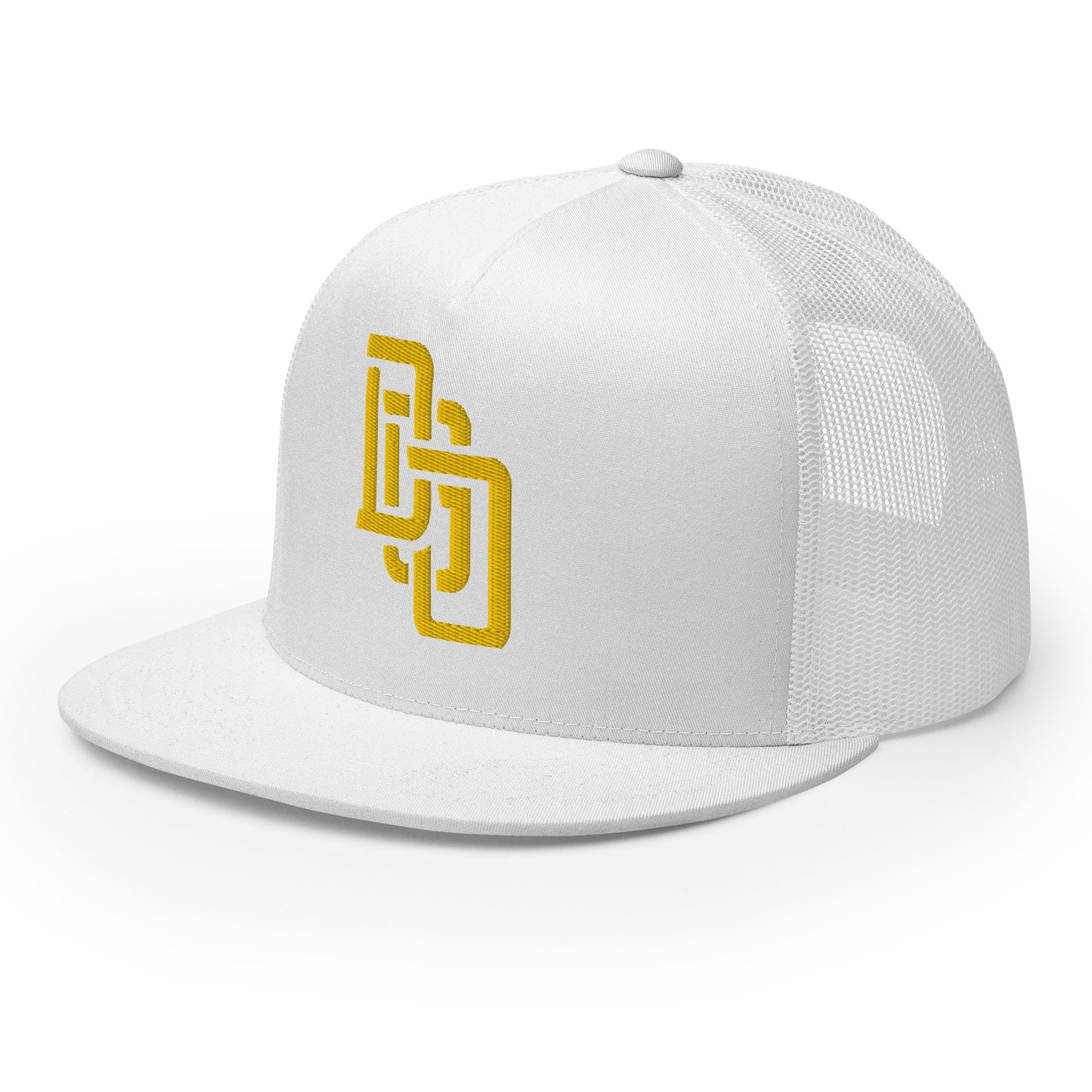 "DGO" Five Panel Trucker Cap | Yupoong 6006 | E Luna CLASSIC Solocrest 1 Gold Thread Logo