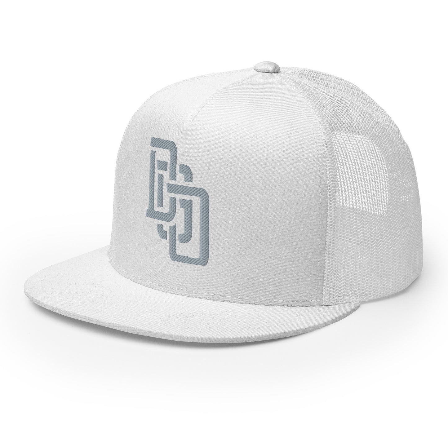 "DGO" Five Panel Trucker Cap | Yupoong 6006 | E Luna CLASSIC Solocrest 1 Grey Thread Logo