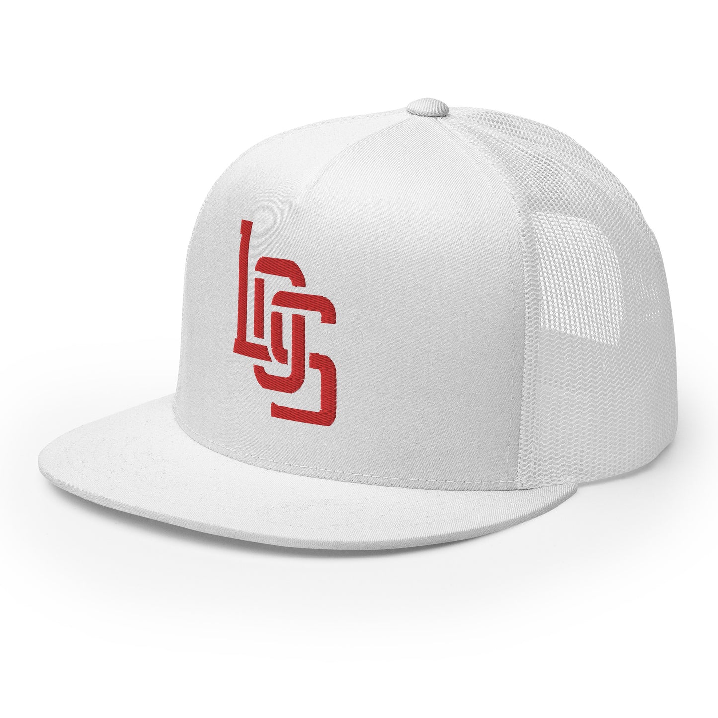 "LOS" Five Panel Trucker Cap | Yupoong 6006 | E Luna CLASSIC 1 Red Thread Front Logo