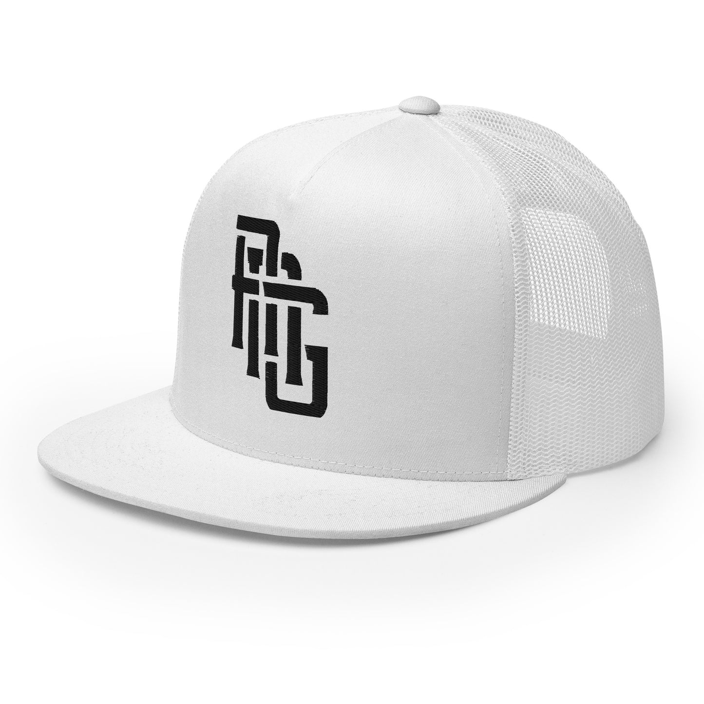 "ANG" Five Panel Trucker Cap | Yupoong 6006 | E Luna CLASSIC Solocrest 1 Black Thread Front Logo