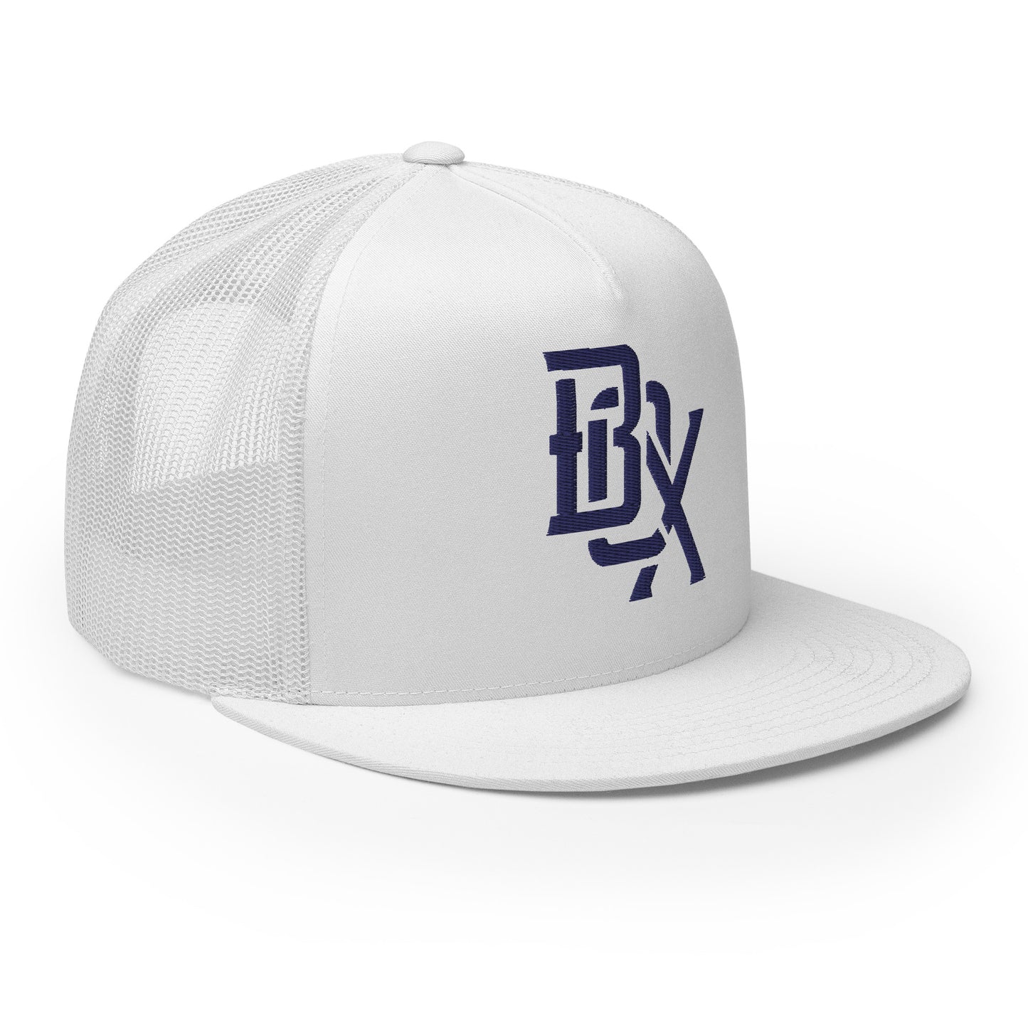 "BOX" Five Panel Trucker Cap | Yupoong 6006 | E Luna CLASSIC Solocrest 1 Navy Thread Front Logo