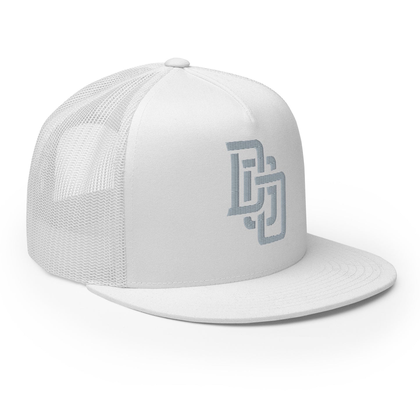 "DGO" Five Panel Trucker Cap | Yupoong 6006 | E Luna CLASSIC Solocrest 1 Grey Thread Logo