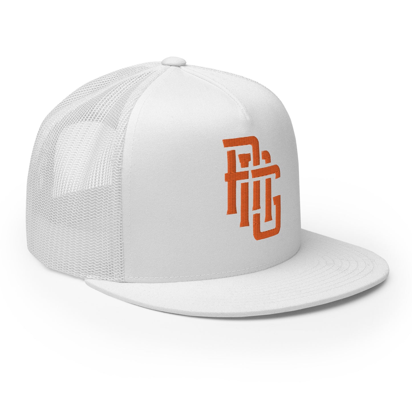 "ANG" Five Panel Trucker Cap | Yupoong 6006 | E Luna CLASSIC Solocrest 1 Orange Thread Front Logo