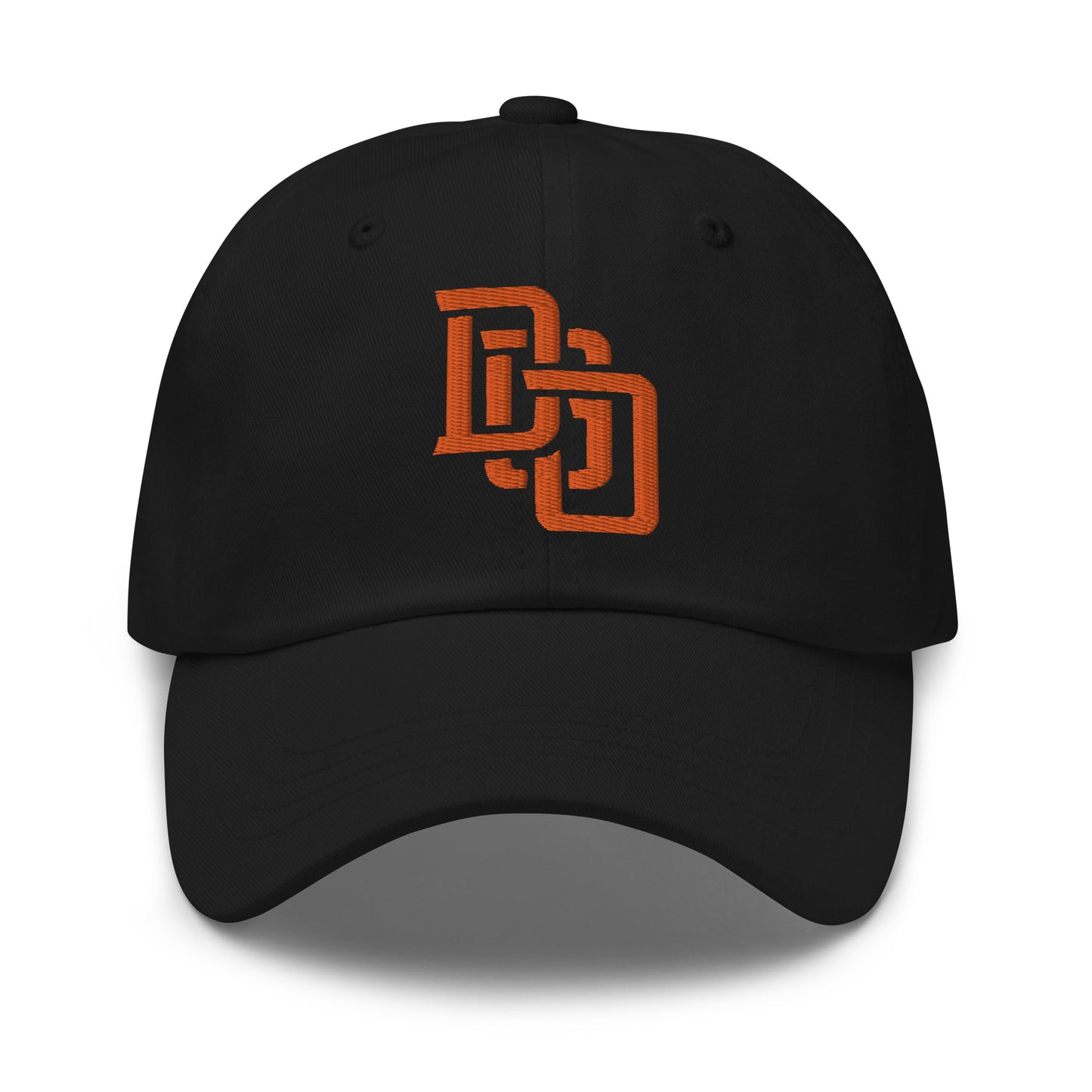 "DGO" Classic Dad Hat | Yupoong 6245CM | E Luna Brand ESSENTIAL Duocrest 2 Orange Thread Logos: Front & Left