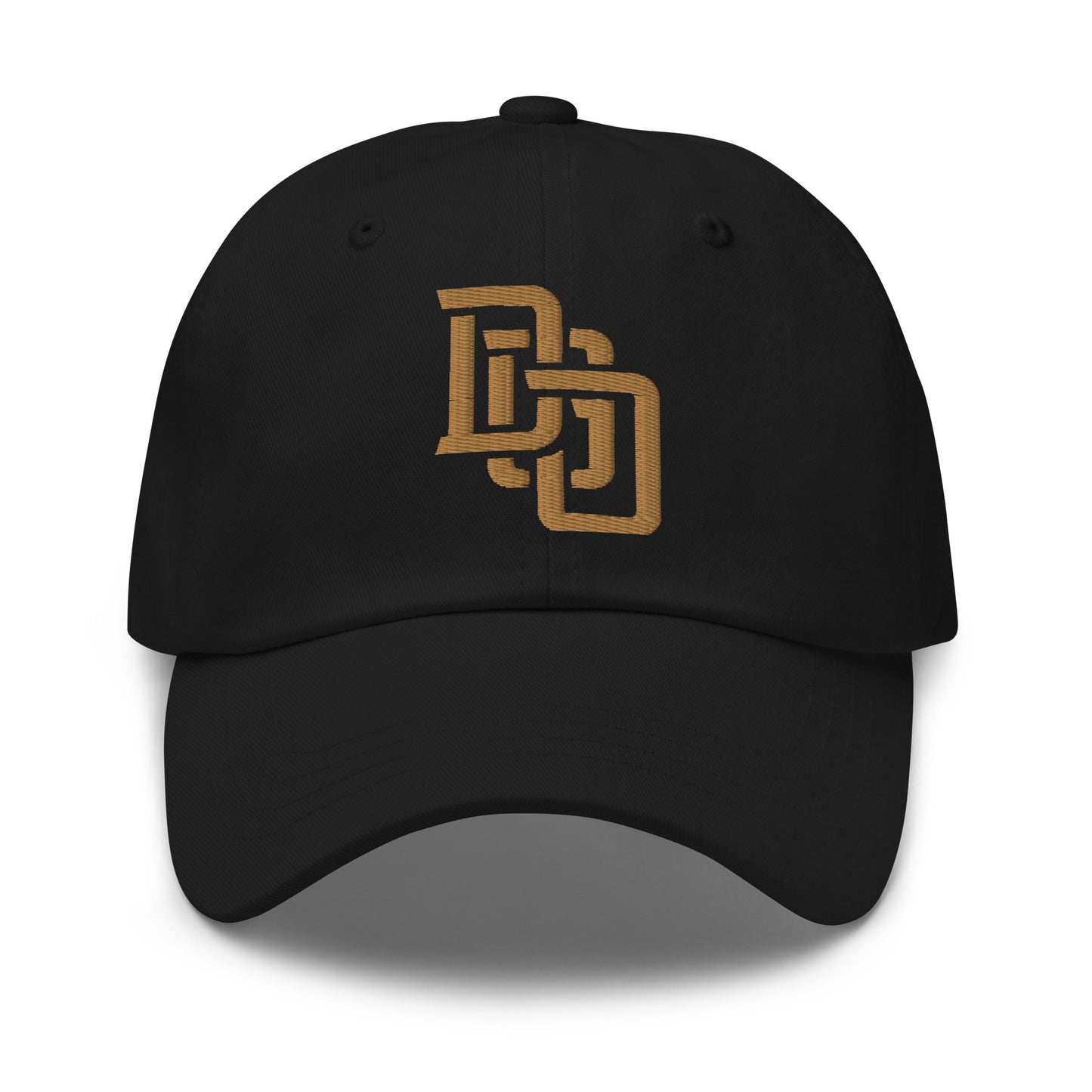 "DGO" Classic Dad Hat | Yupoong 6245CM | E Luna Brand ESSENTIAL Duocrest 2 Old Gold Thread Logos: Front & Left