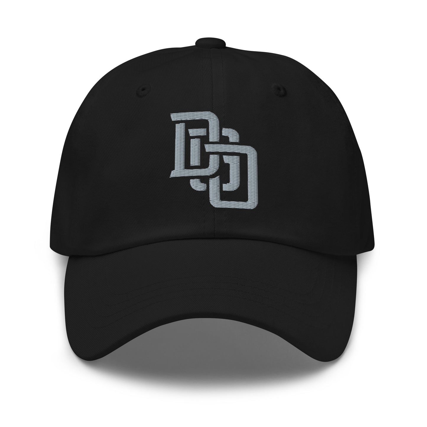 "DGO" Classic Dad Hat | Yupoong 6245CM | E Luna Brand ESSENTIAL Duocrest 2 Grey Thread Logos: Front & Left