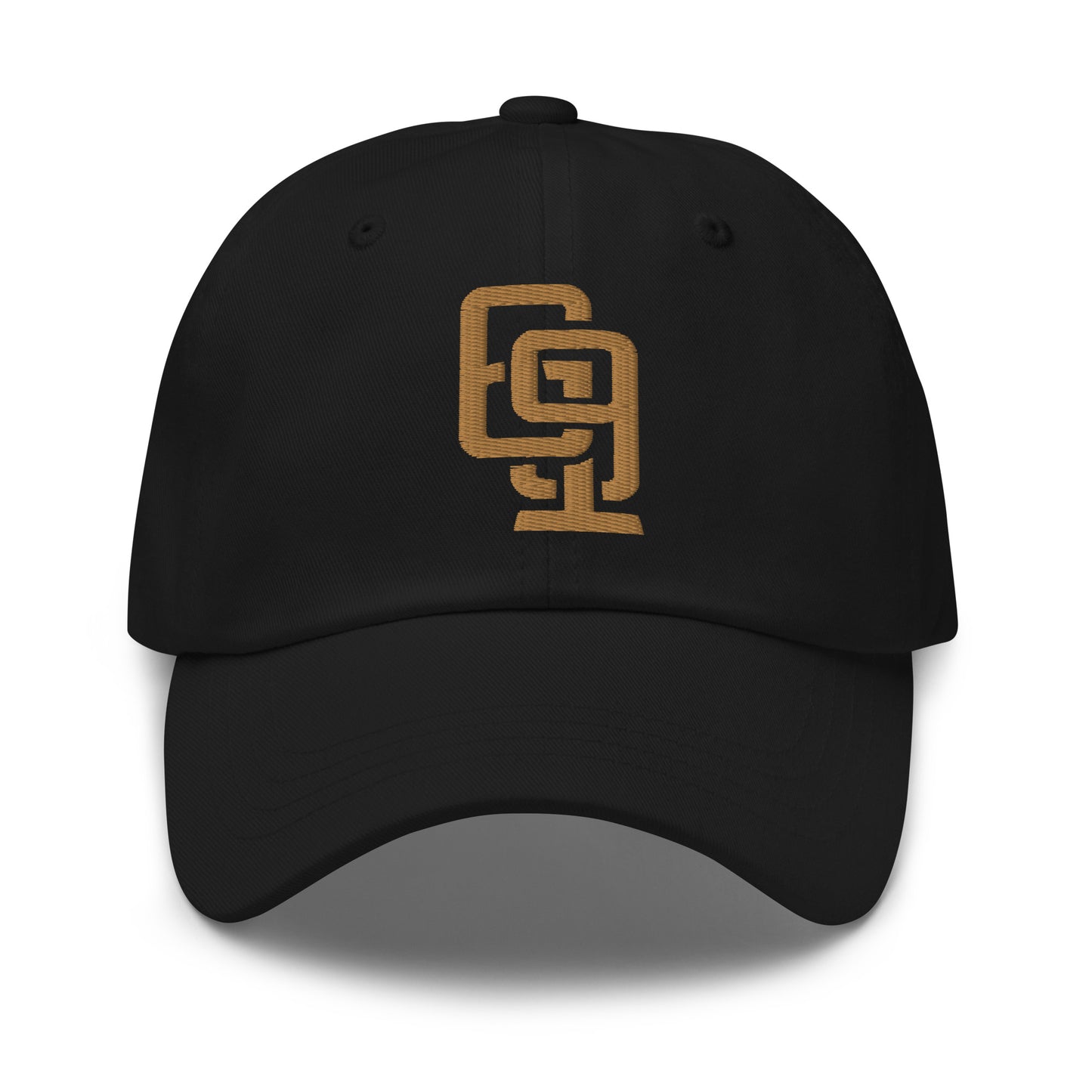 "619" Classic Dad Hat | Yupoong 6245CM | E Luna Brand ESSENTIAL Duocrest 2 Old Gold Thread Logos: Front & Left