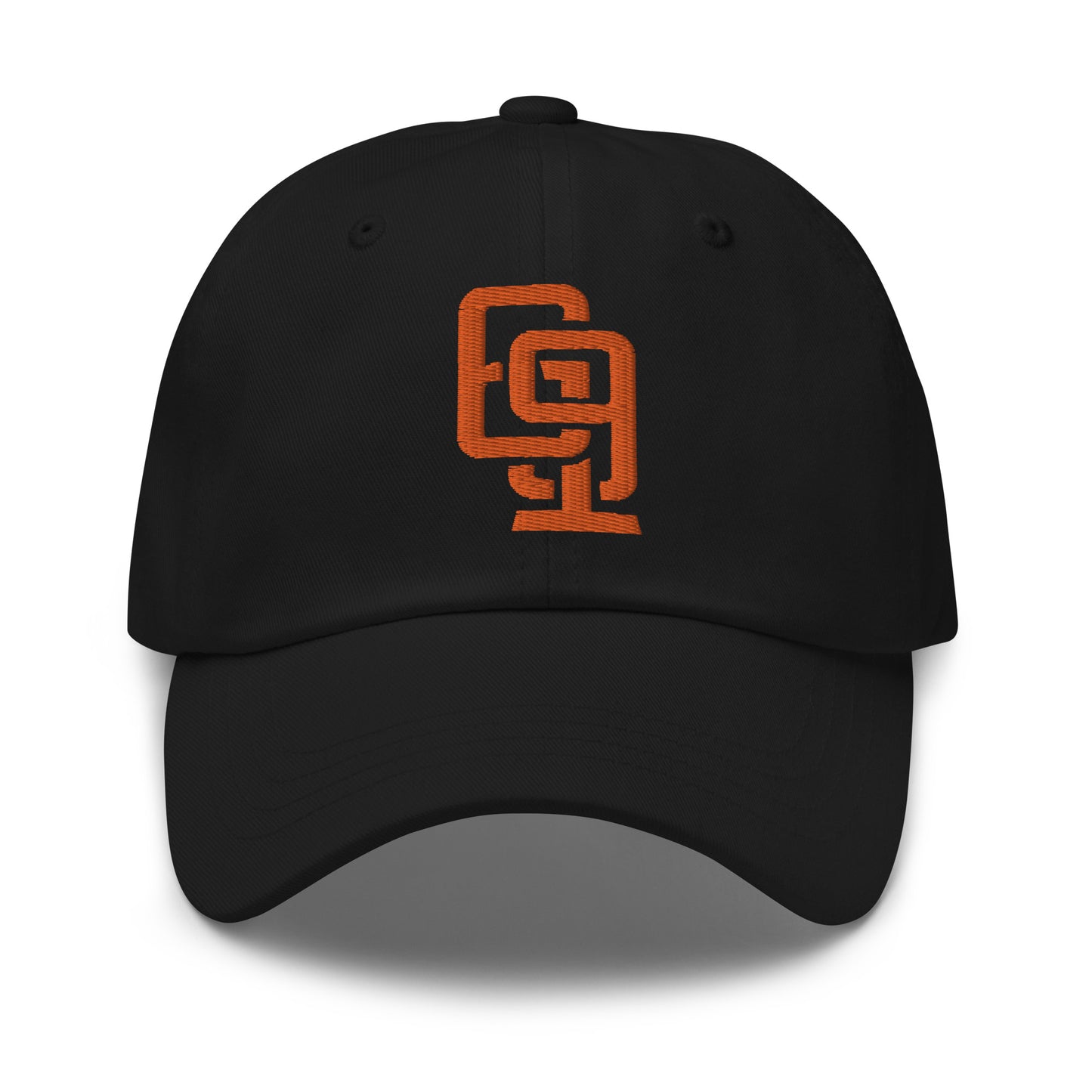 "619" Classic Dad Hat | Yupoong 6245CM | E Luna Brand ESSENTIAL Duocrest 2 Orange Thread Logos: Front & Left