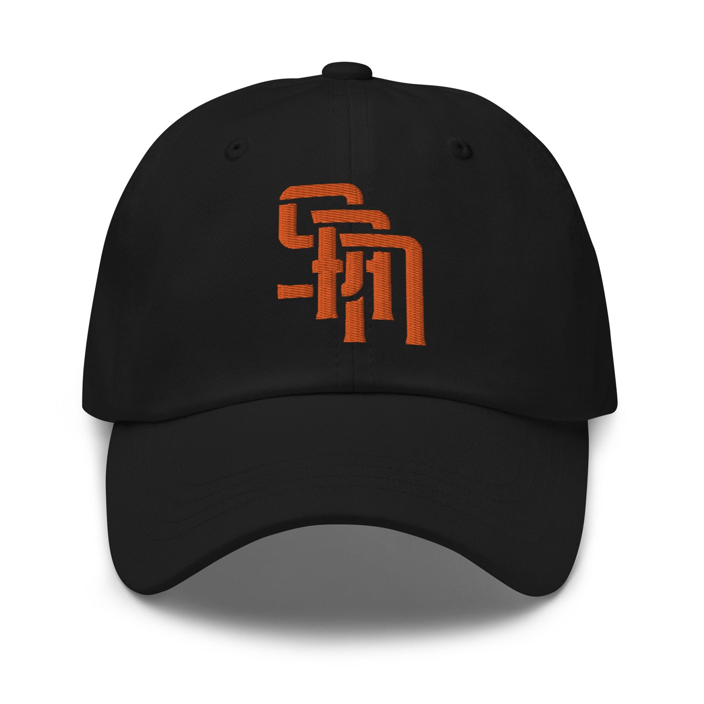 "SAN" Classic Dad Hat | Yupoong 6245CM | E Luna Brand ESSENTIAL Duocrest 2 Orange Thread Logos: Front & Left