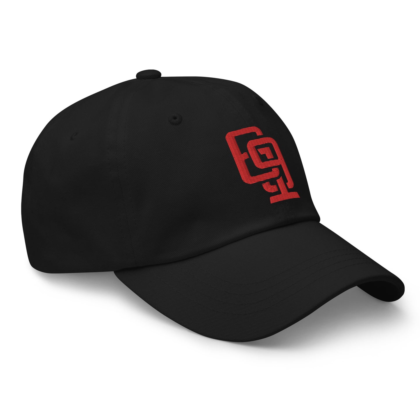 "619" Classic Dad Hat | Yupoong 6245CM | E Luna Brand ESSENTIAL Duocrest 2 Red Thread Logos: Front & Left
