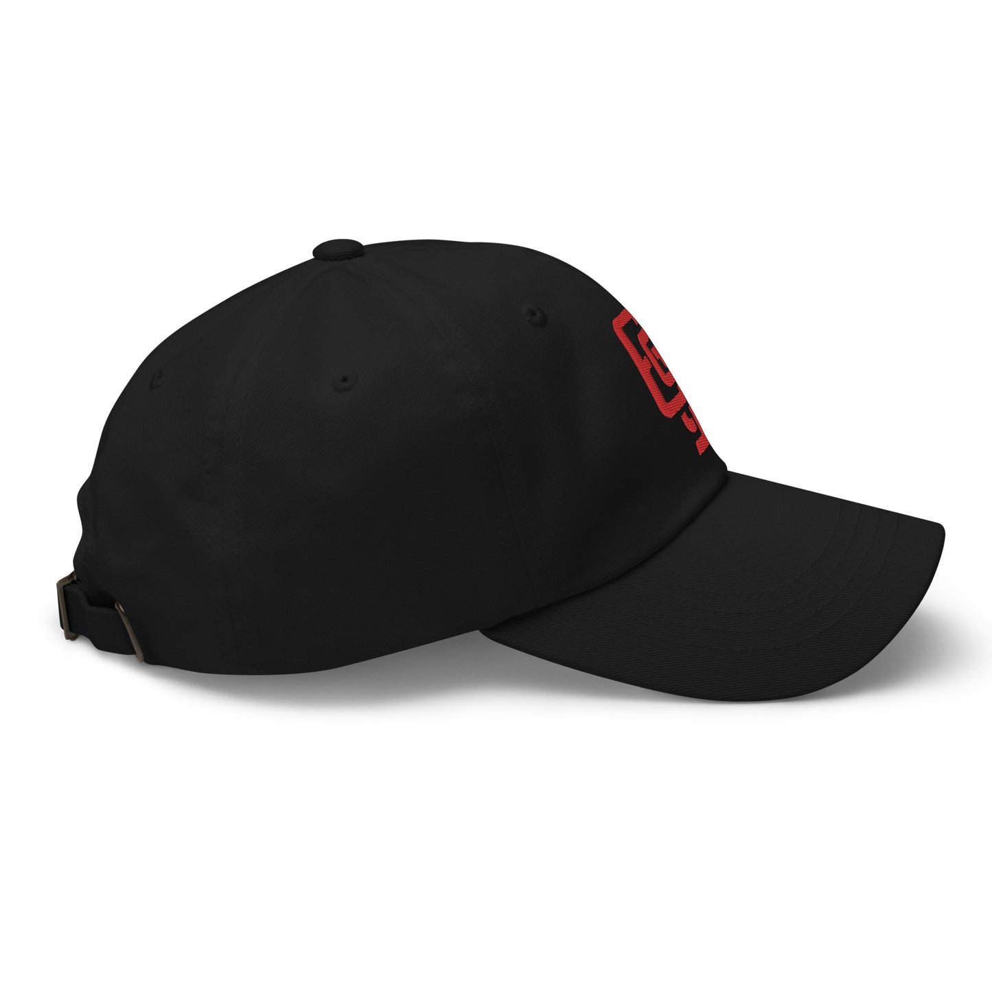 "619" Classic Dad Hat | Yupoong 6245CM | E Luna Brand ESSENTIAL Duocrest 2 Red Thread Logos: Front & Left