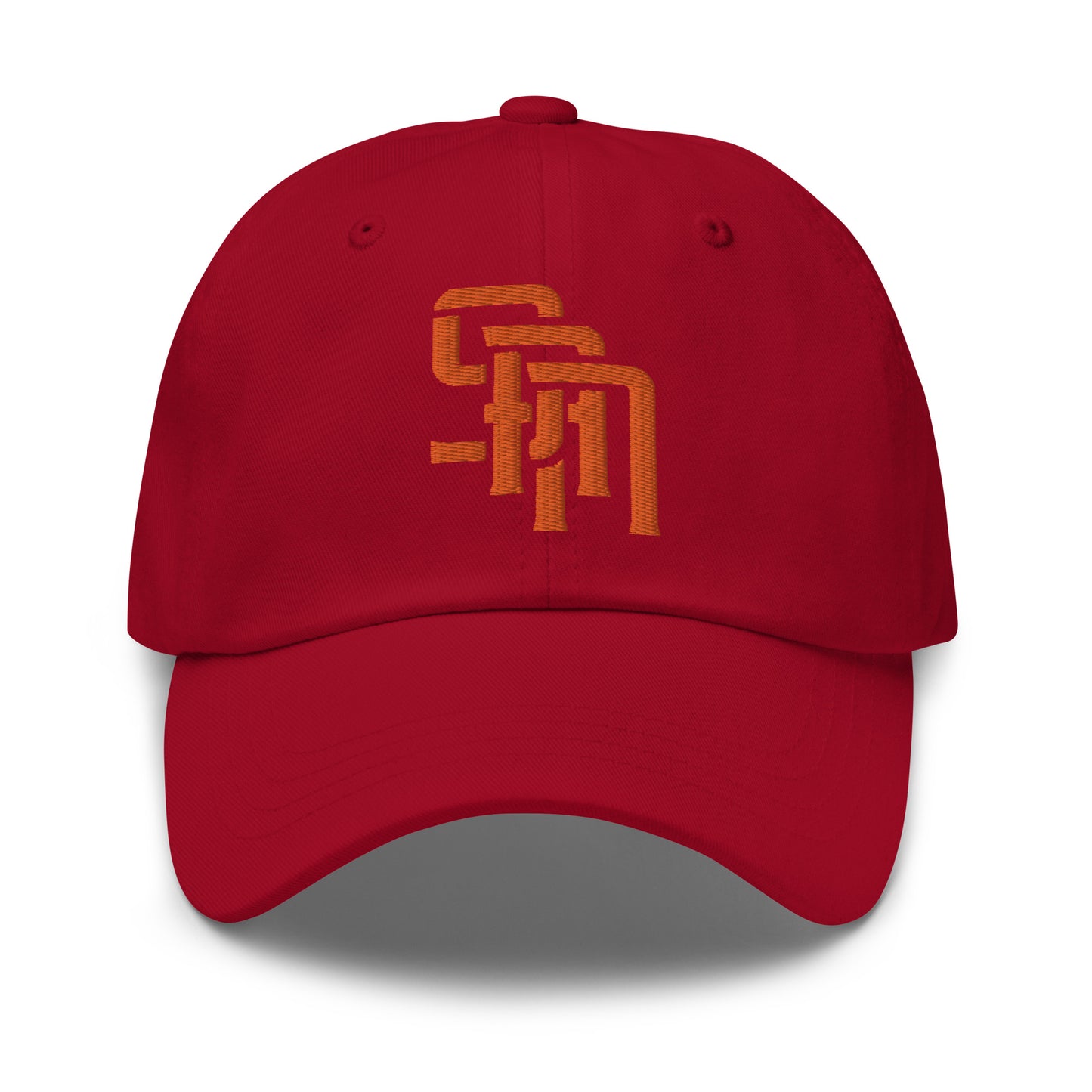 "SAN" Classic Dad Hat | Yupoong 6245CM | E Luna Brand ESSENTIAL Duocrest 2 Orange Thread Logos: Front & Left
