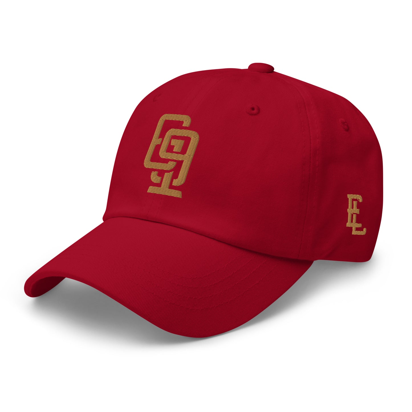 "619" Classic Dad Hat | Yupoong 6245CM | E Luna Brand ESSENTIAL Duocrest 2 Old Gold Thread Logos: Front & Left