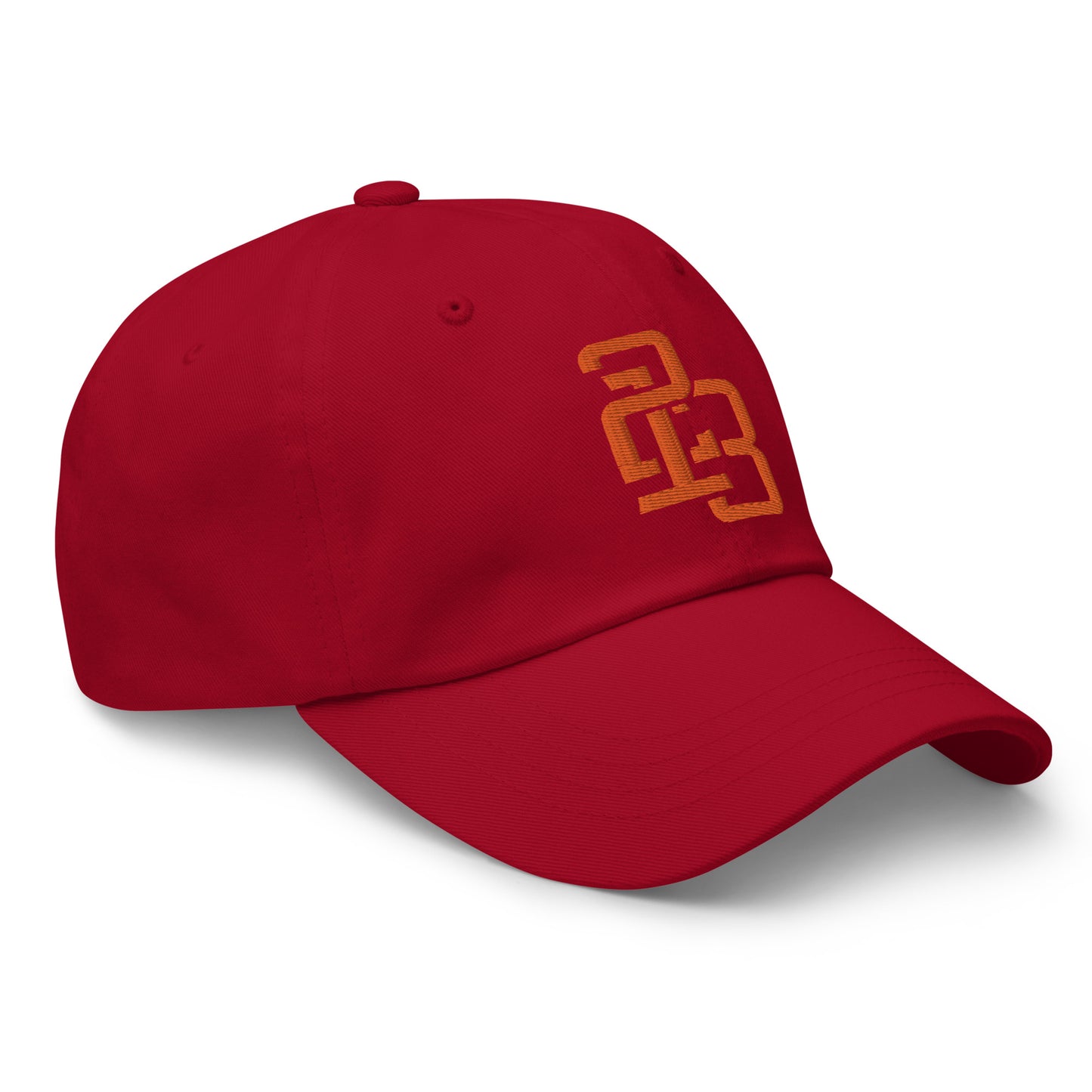 "213" Classic Dad Hat | Yupoong 6245CM | E Luna SELECT Tricrest 3 Orange Thread Front, Left Side & Back Logos