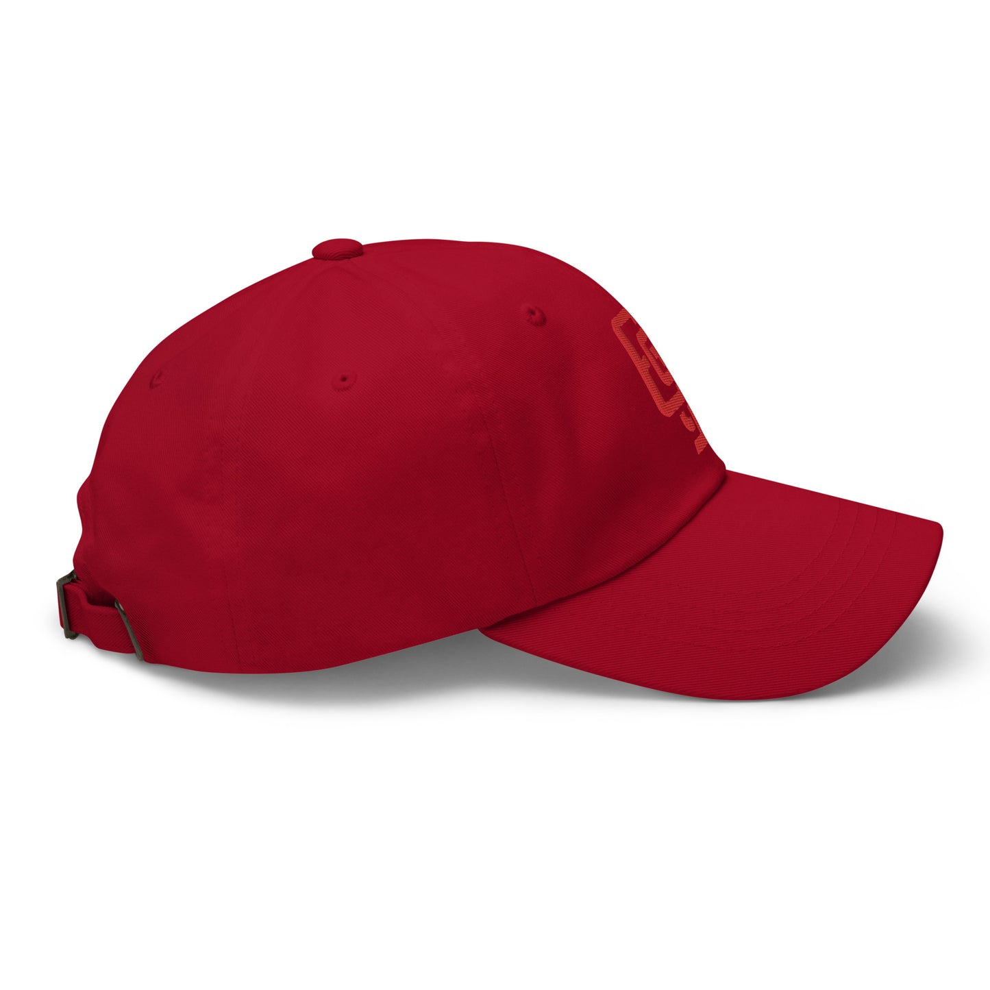 "619" Classic Dad Hat | Yupoong 6245CM | E Luna Brand ESSENTIAL Duocrest 2 Red Thread Logos: Front & Left
