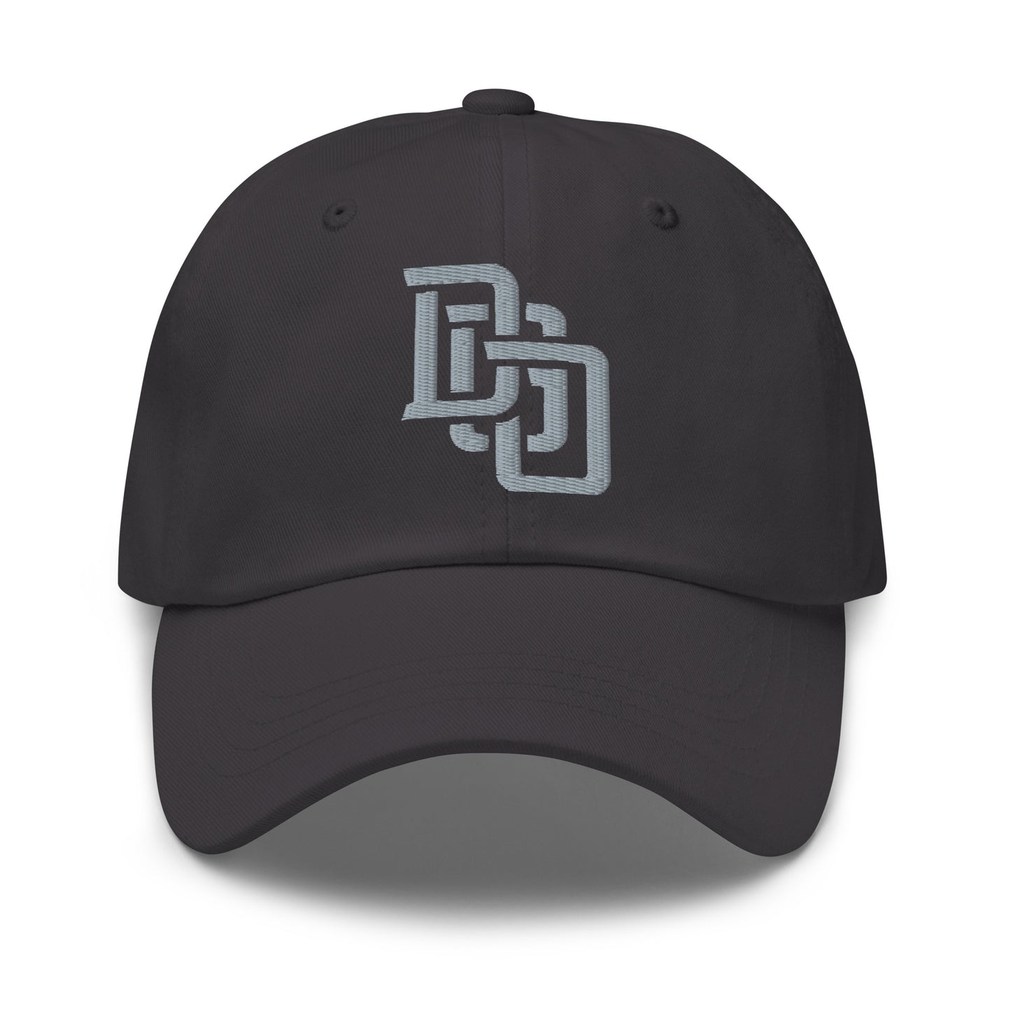 "DGO" Classic Dad Hat | Yupoong 6245CM | E Luna Brand ESSENTIAL Duocrest 2 Grey Thread Logos: Front & Left