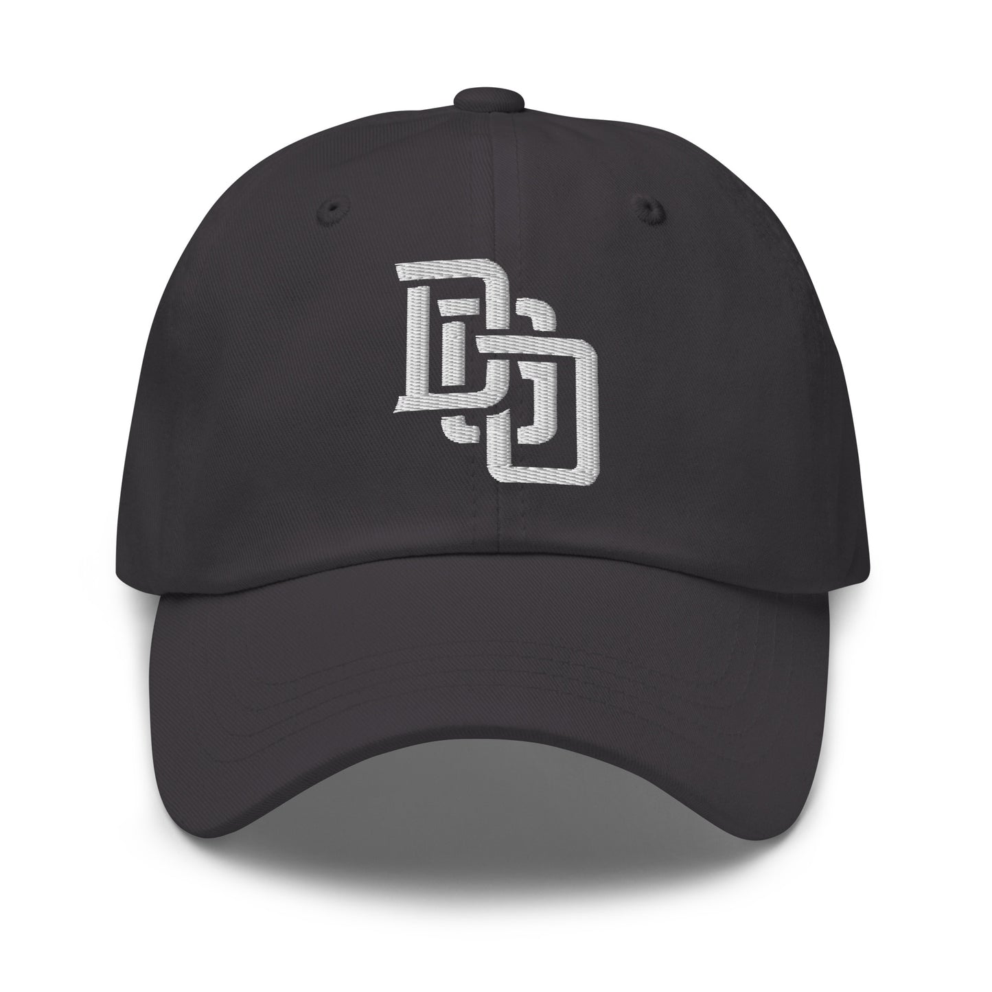 "DGO" Classic Dad Hat | Yupoong 6245CM | E Luna Brand ESSENTIAL Duocrest 2 White Thread Logos: Front & Left