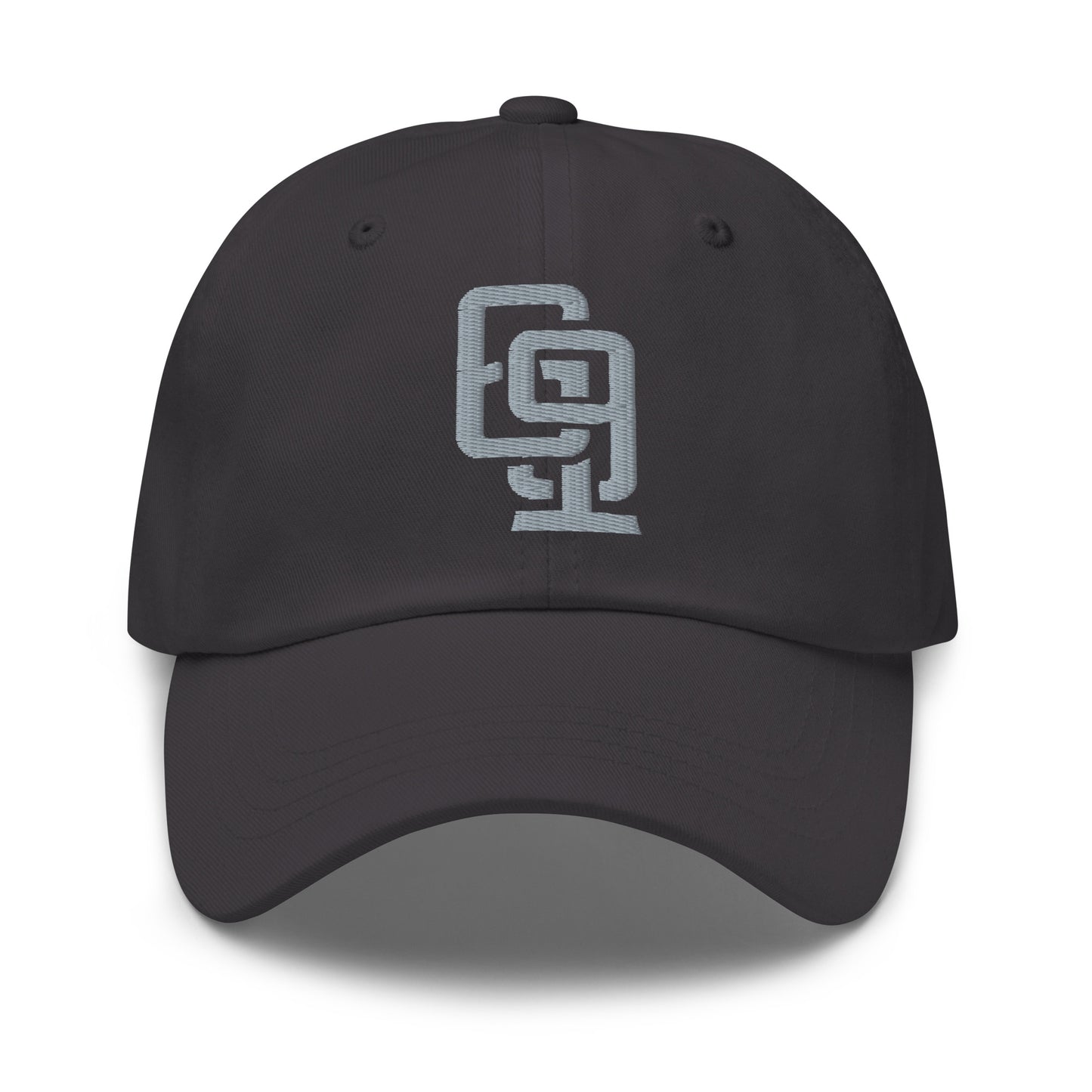 "619" Classic Dad Hat | Yupoong 6245CM | E Luna Brand ESSENTIAL Duocrest 2 Grey Thread Logos: Front & Left
